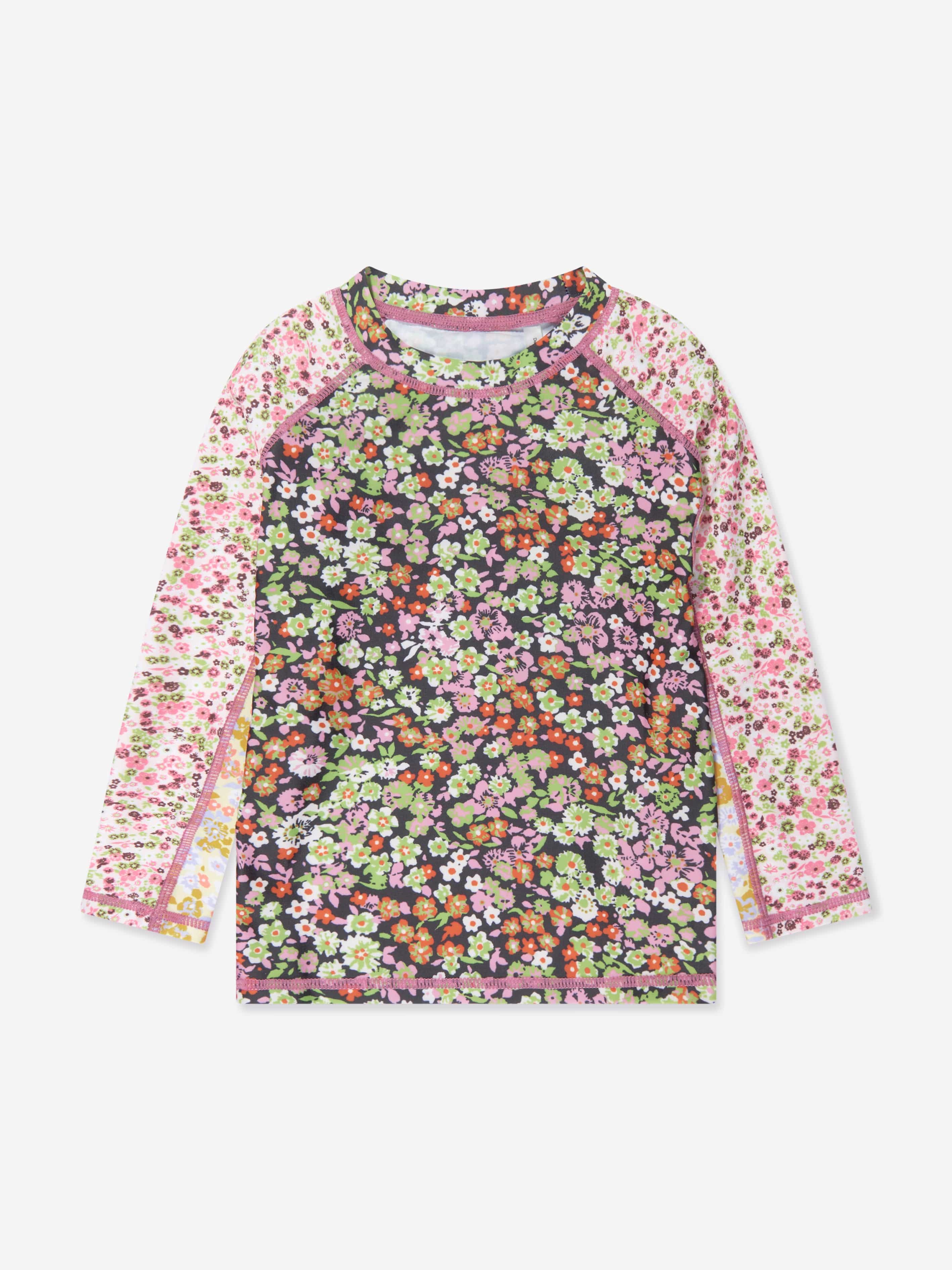 Molo Girls Long Sleeve Neptune Swim Top In Multicolour