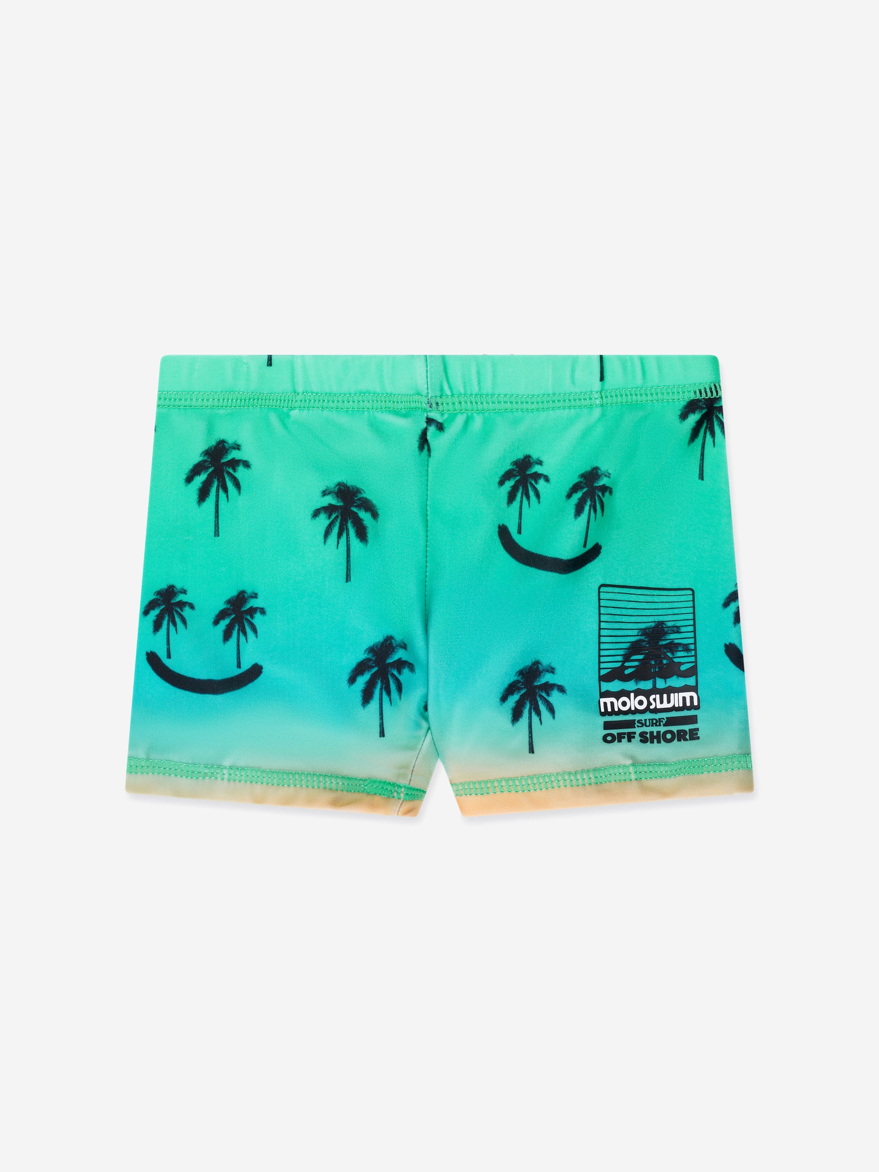 Molo Boys Smiley Palm Swim Trunks In Green