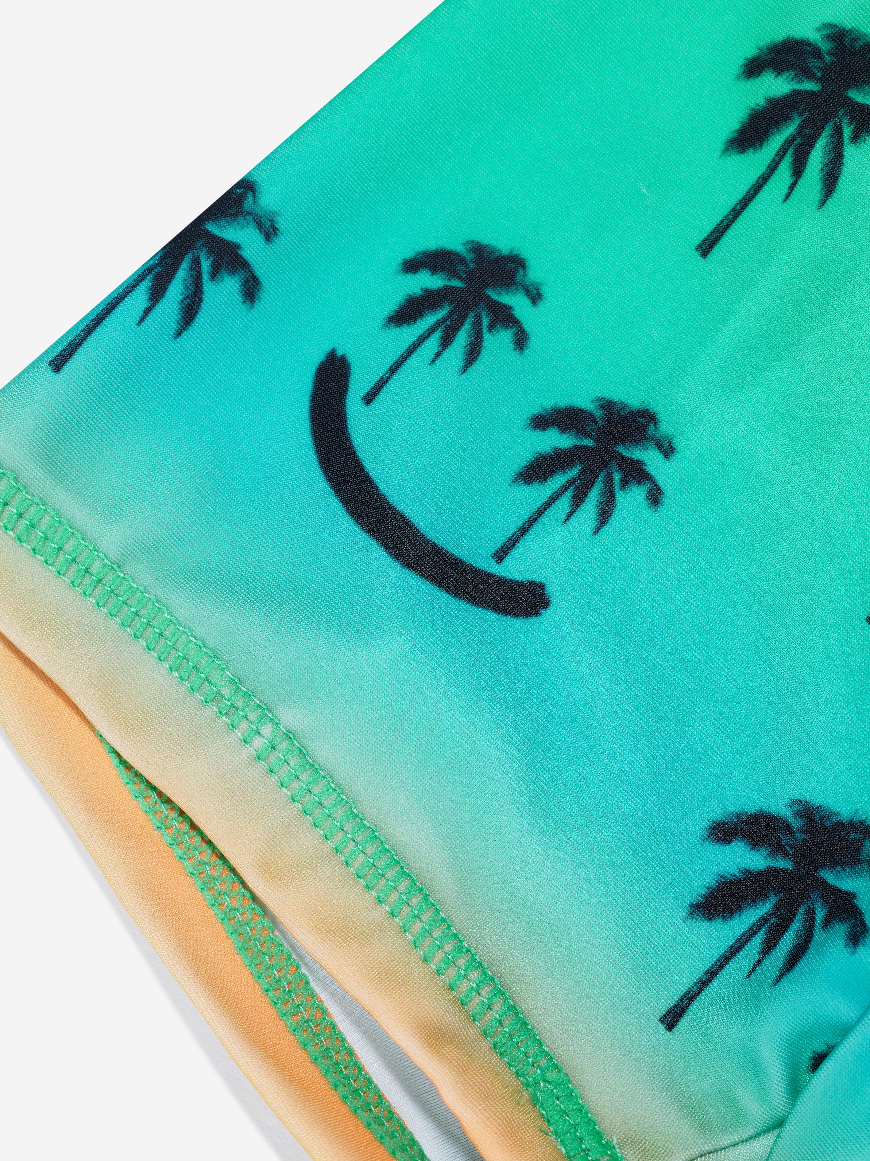 Molo Boys Smiley Palm Swim Trunks In Green