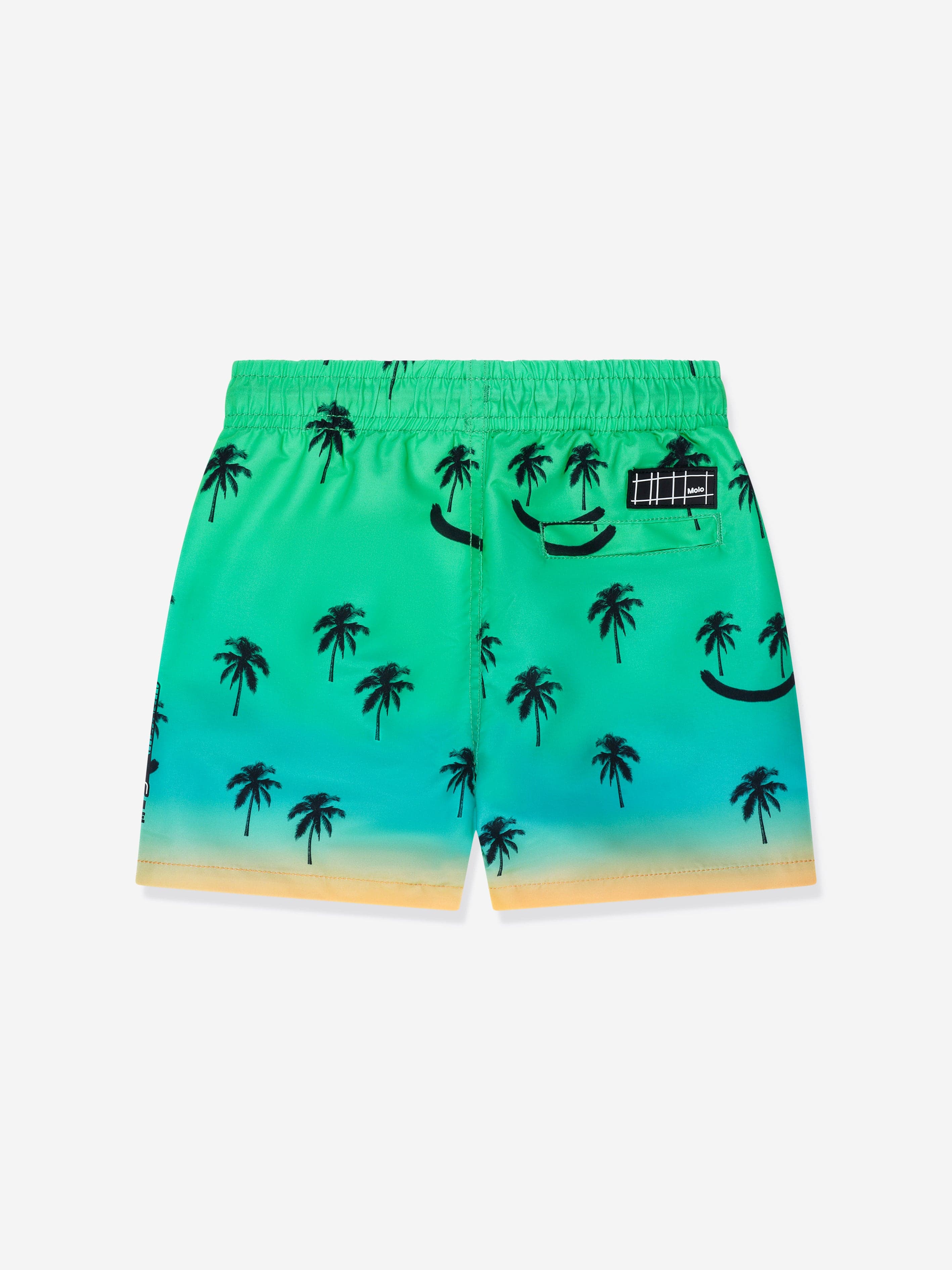 Molo Boys Palm Smiley Face Niko Swim Shorts In Green