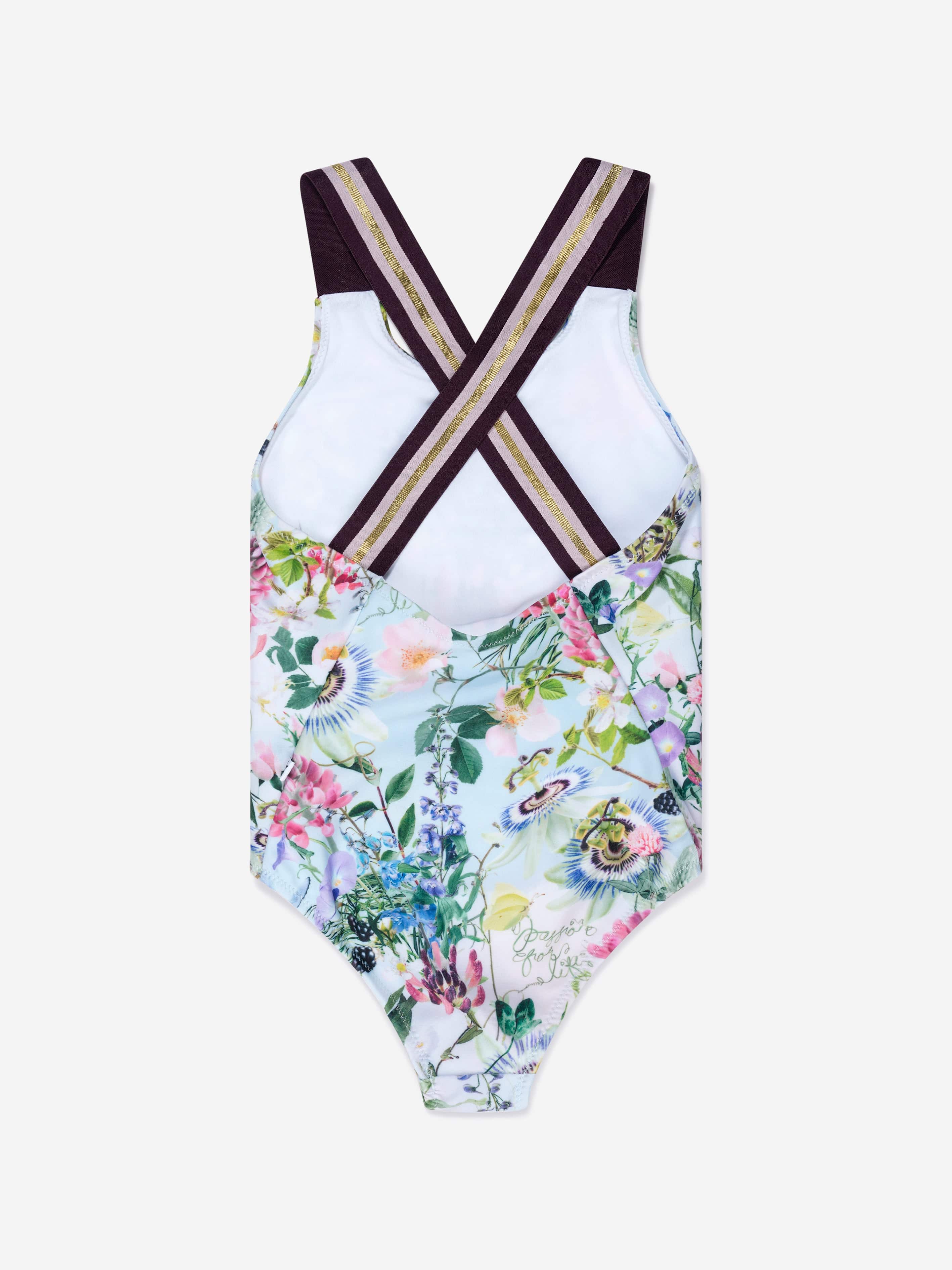 Molo Girls Floral Print Neve Swimsuit In Multicolour