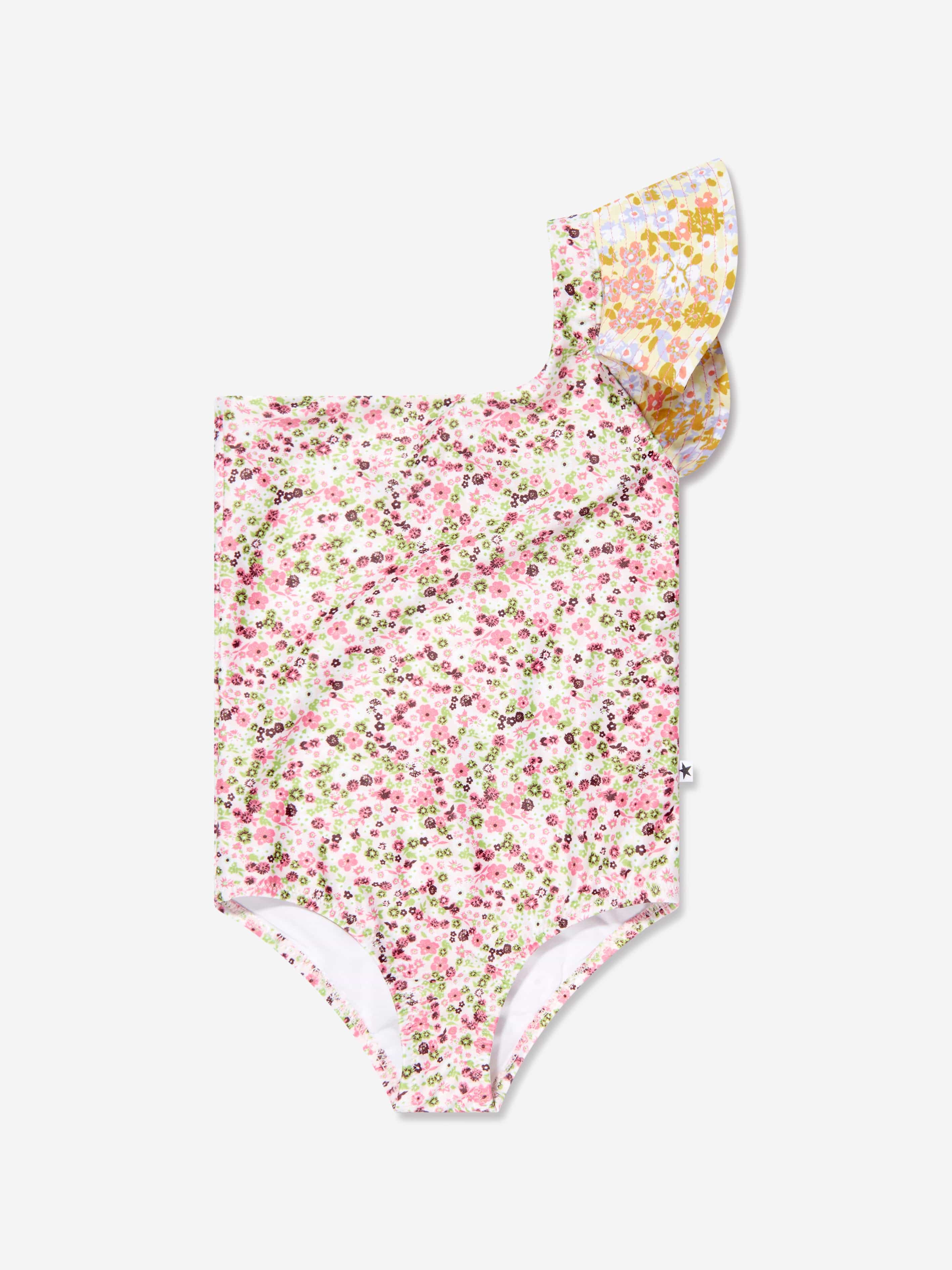 Molo Girls Meadow Print Nitt Swimsuit In Yellow