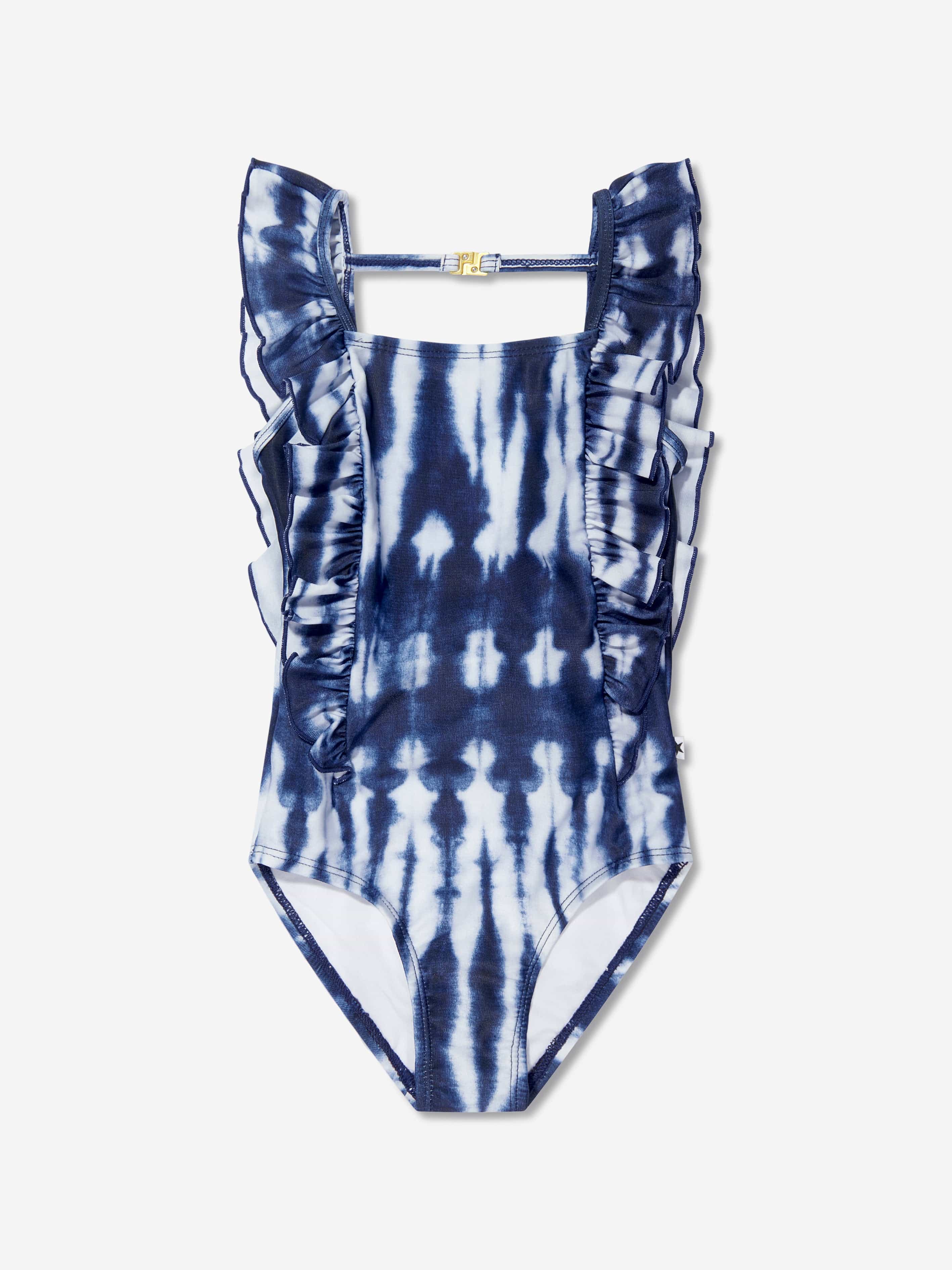 Molo Girls Tie Dye Ruffle Nathalie Swimsuit In Navy