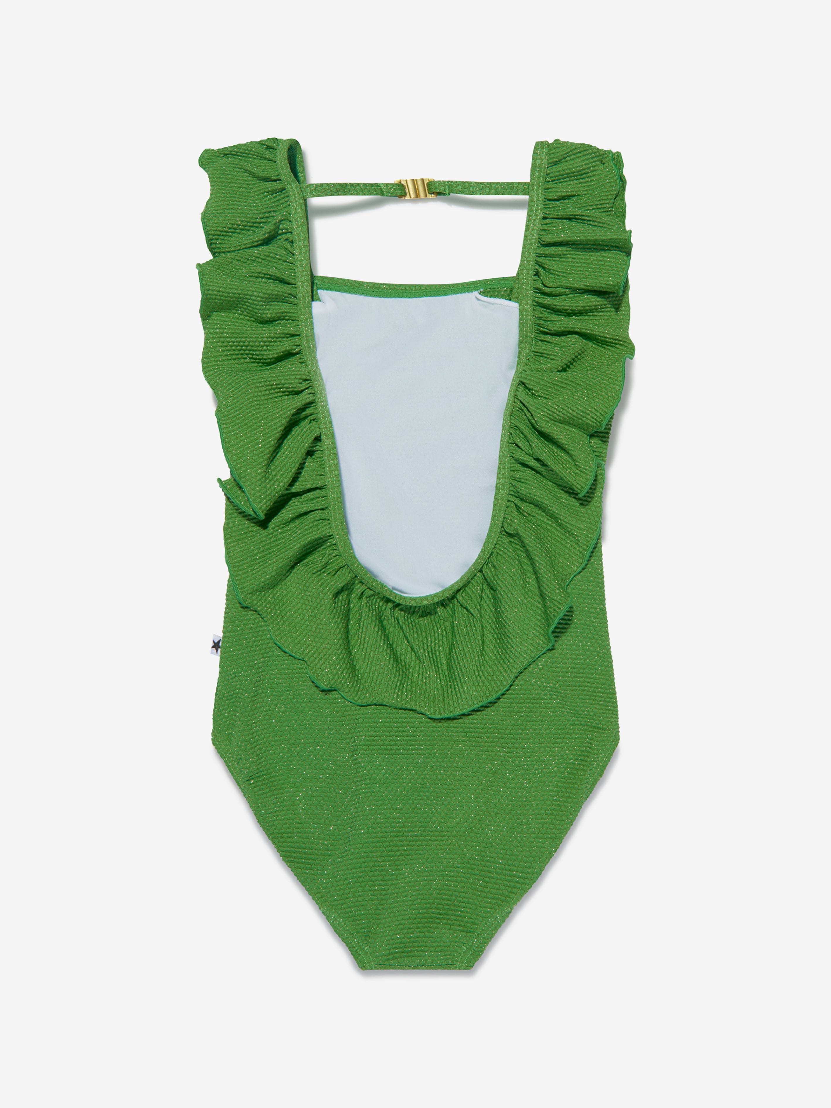 Molo Girls Ruffle Shoulder Nathalie Swimsuit In Green