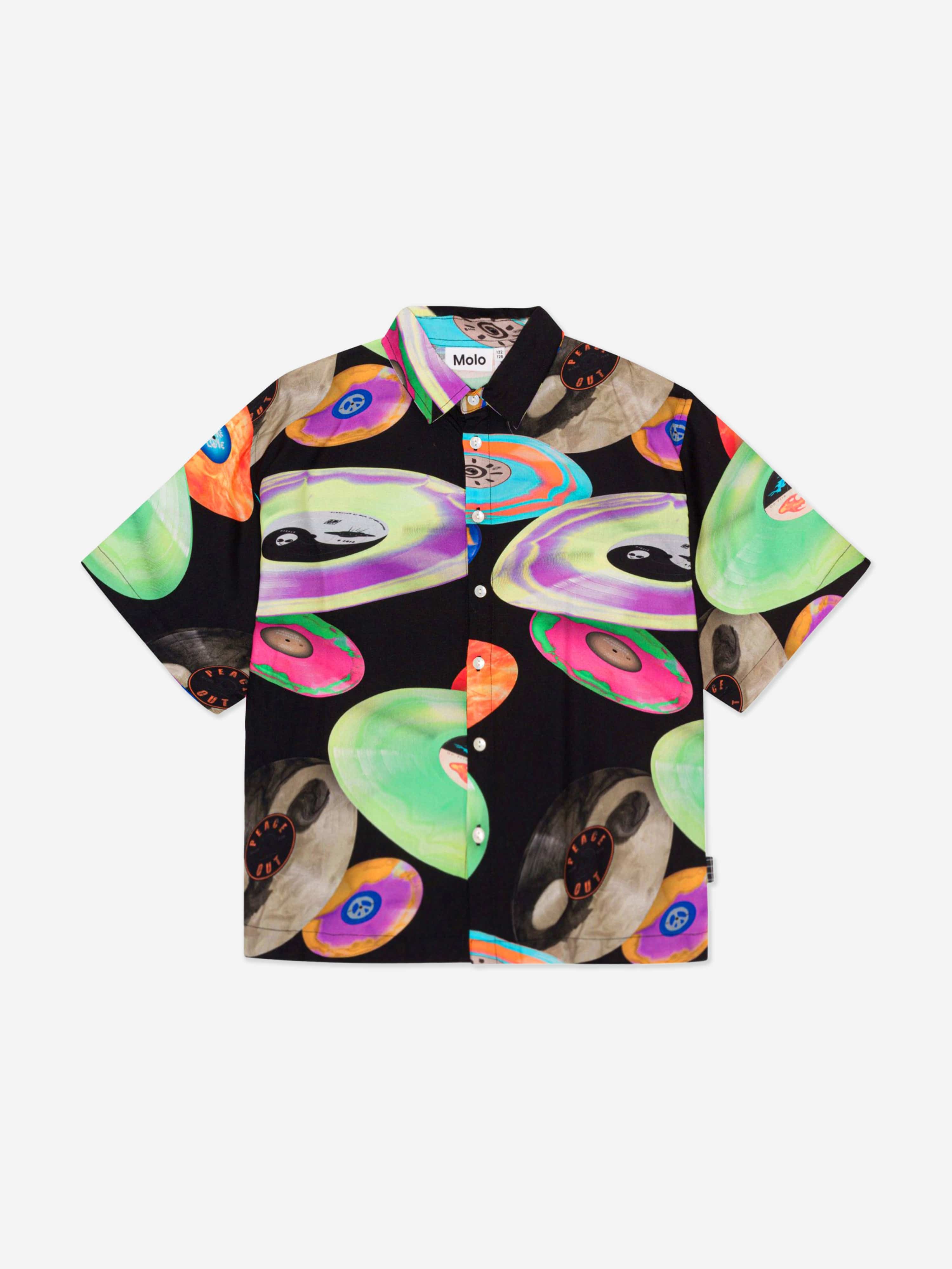 Molo Boys Record Print Short Sleeve Shirt in Multicolour