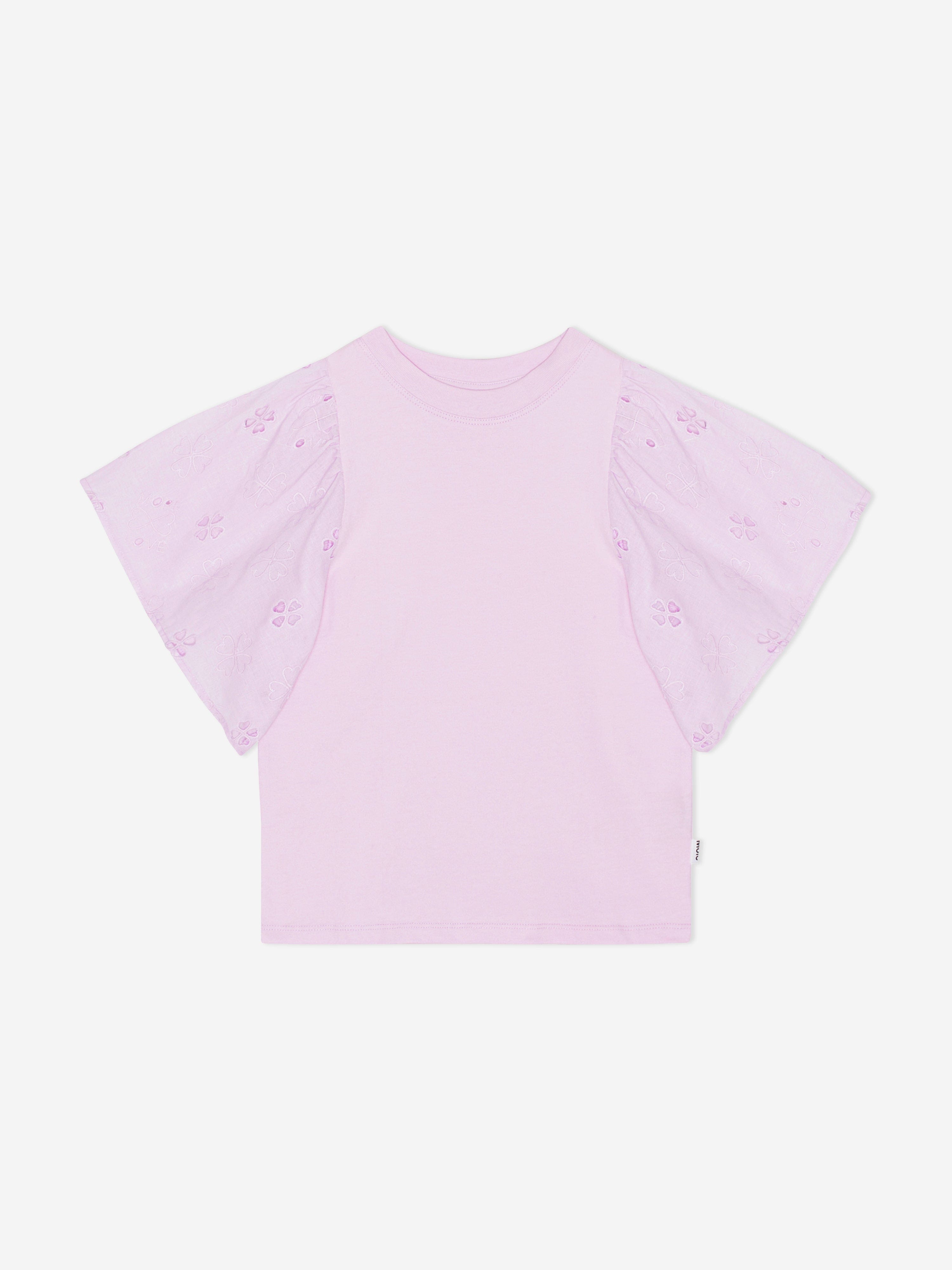 Molo Girls Flutter Sleeve T-Shirt in Pink