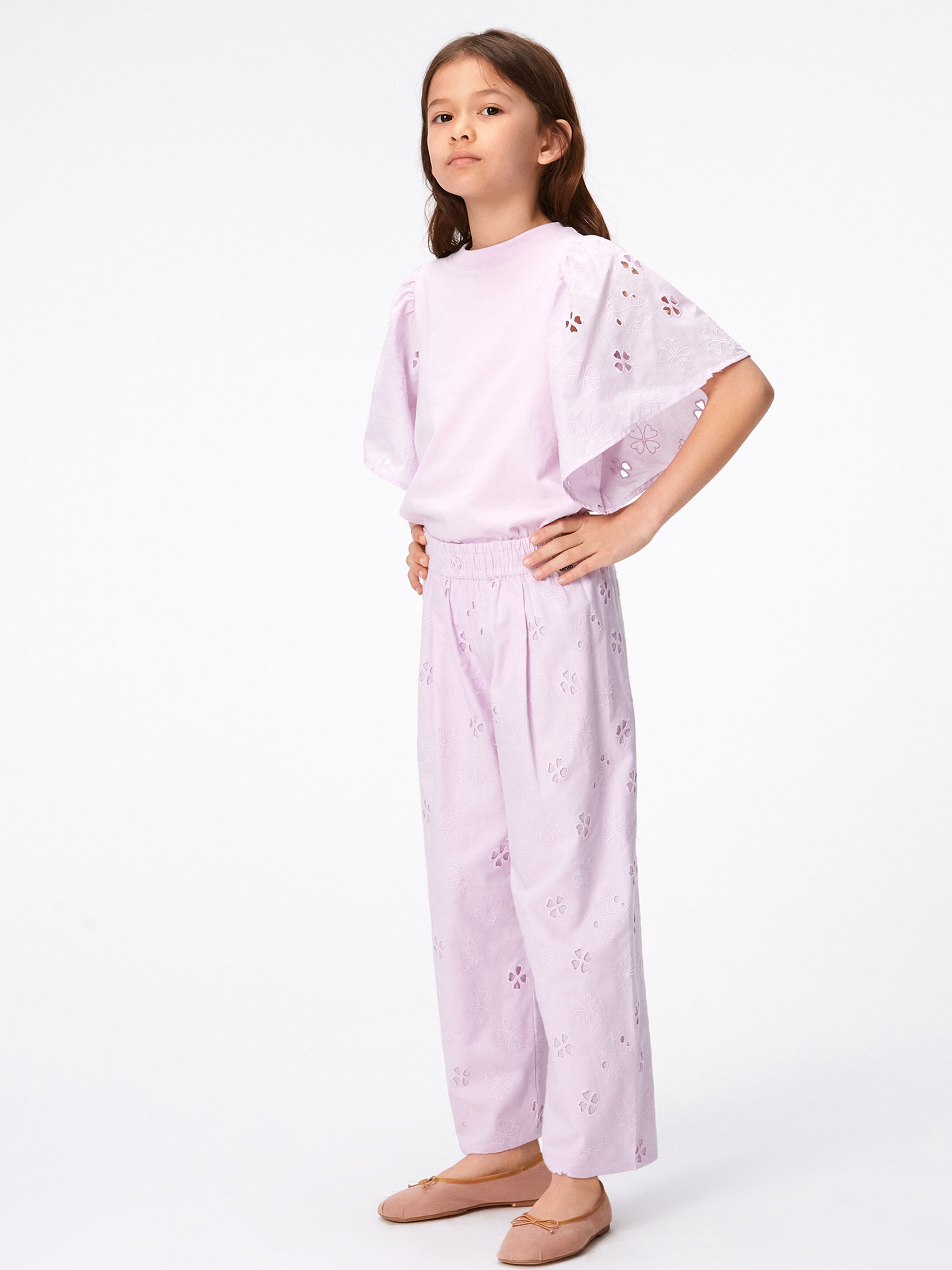 Molo Girls Flutter Sleeve T-Shirt in Pink