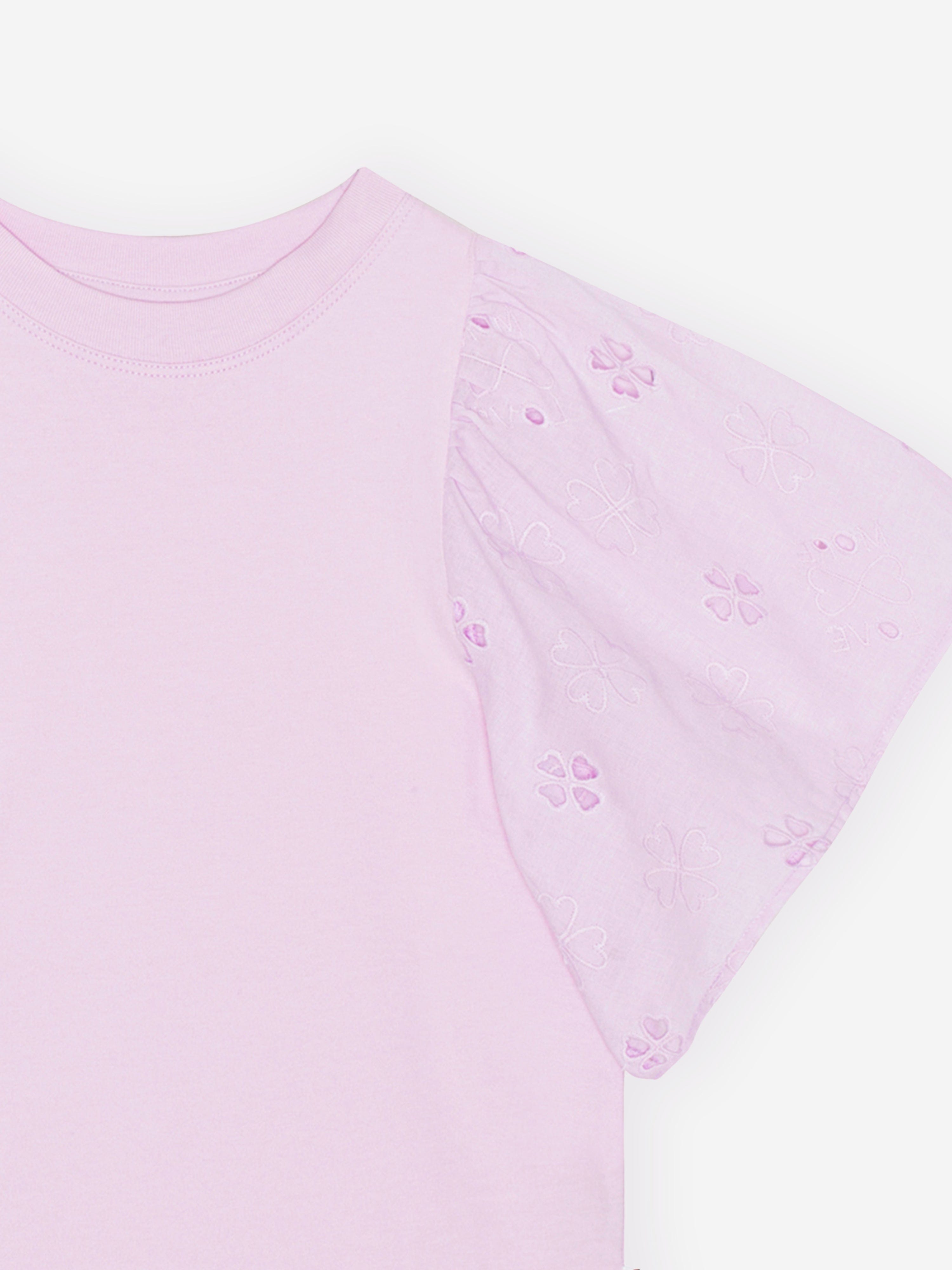 Molo Girls Flutter Sleeve T-Shirt in Pink