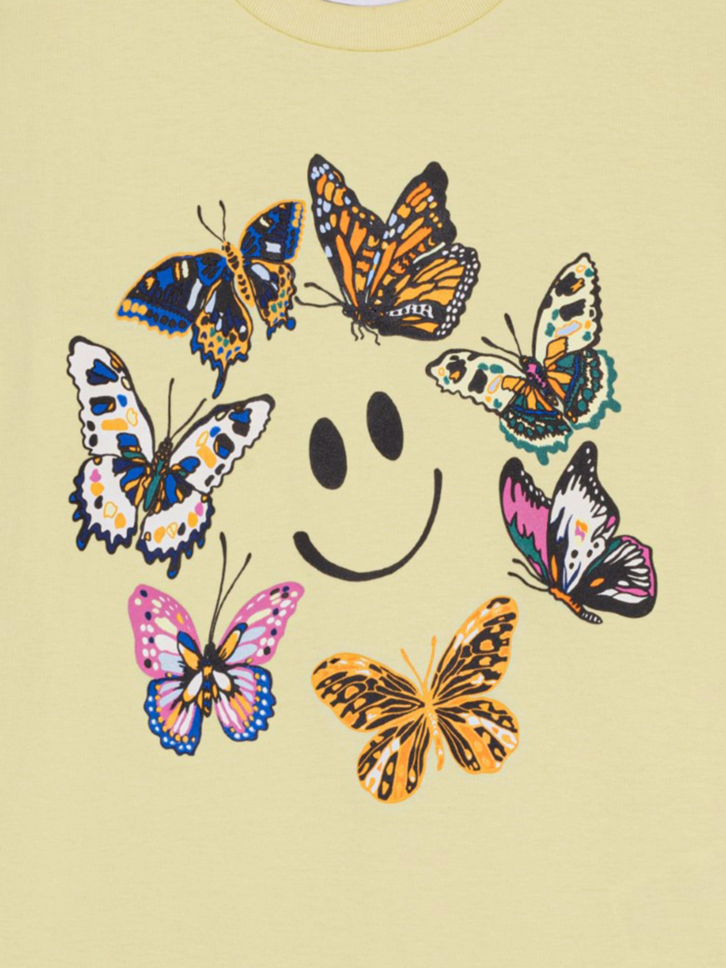 Molo Girls Happy Butterflies T-Shirt in Yellow