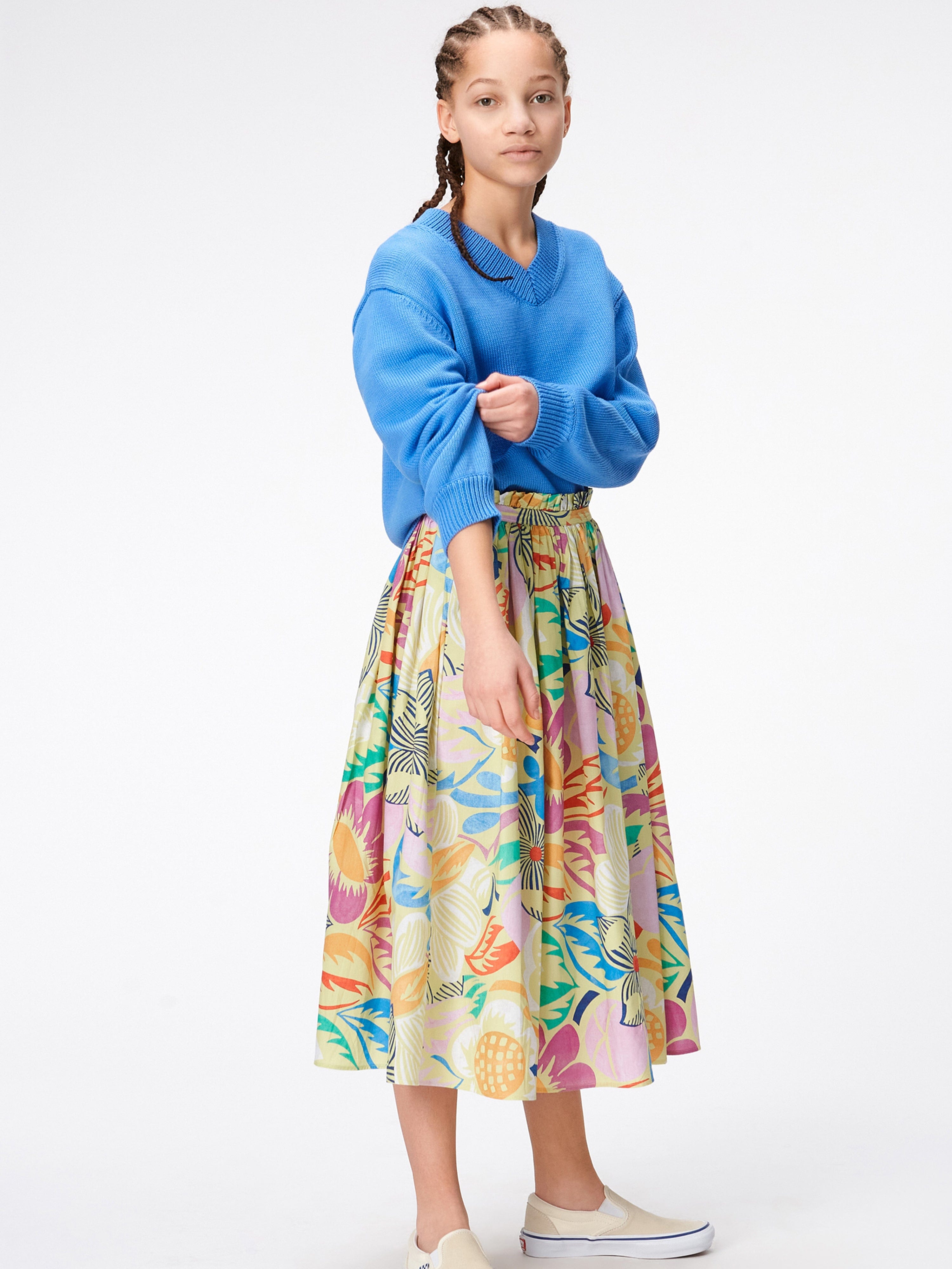 Molo Girls Floral Print Midi Skirt in Multicolour