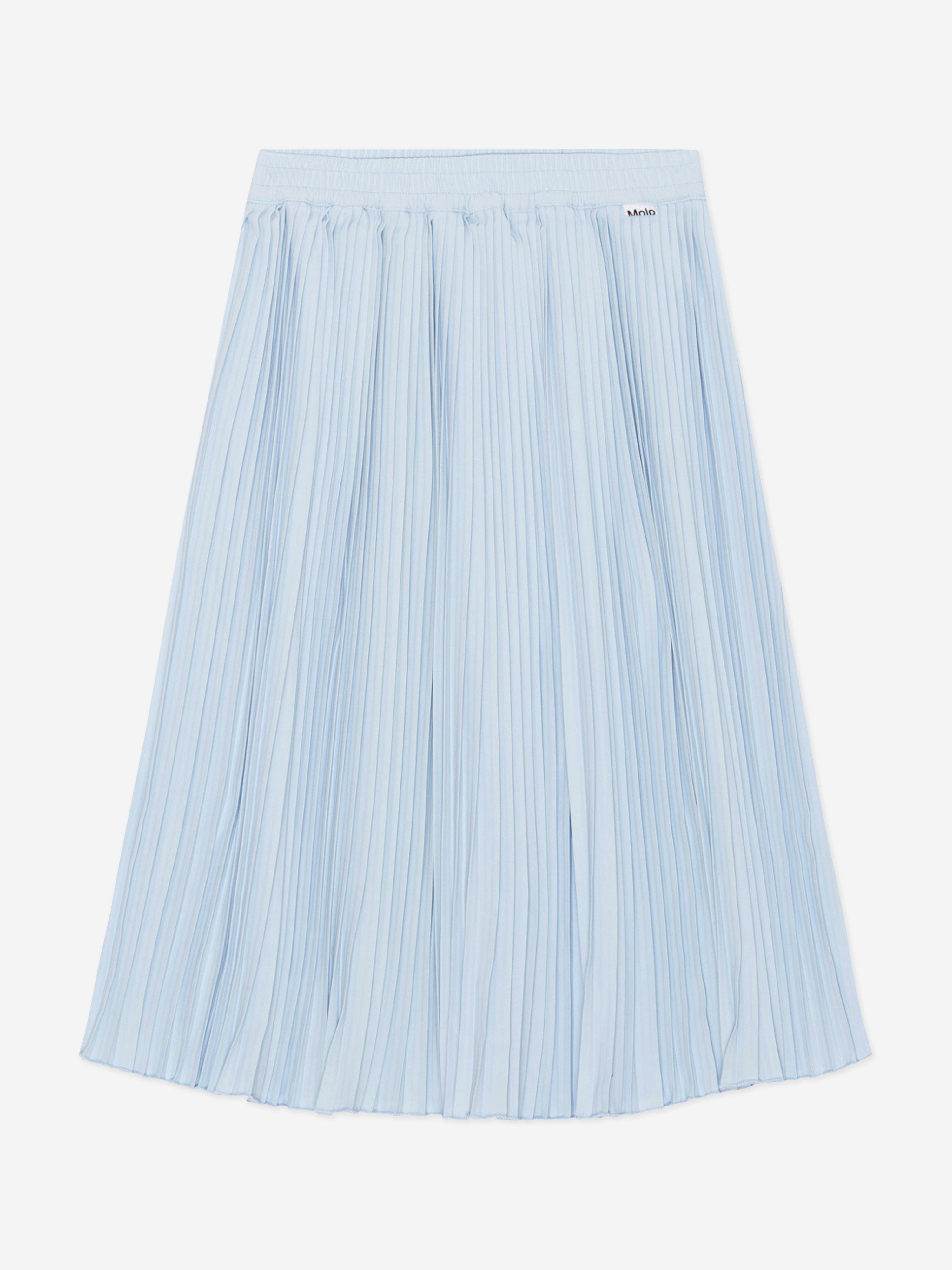 Molo Girls Pleated Midi Skirt in Blue