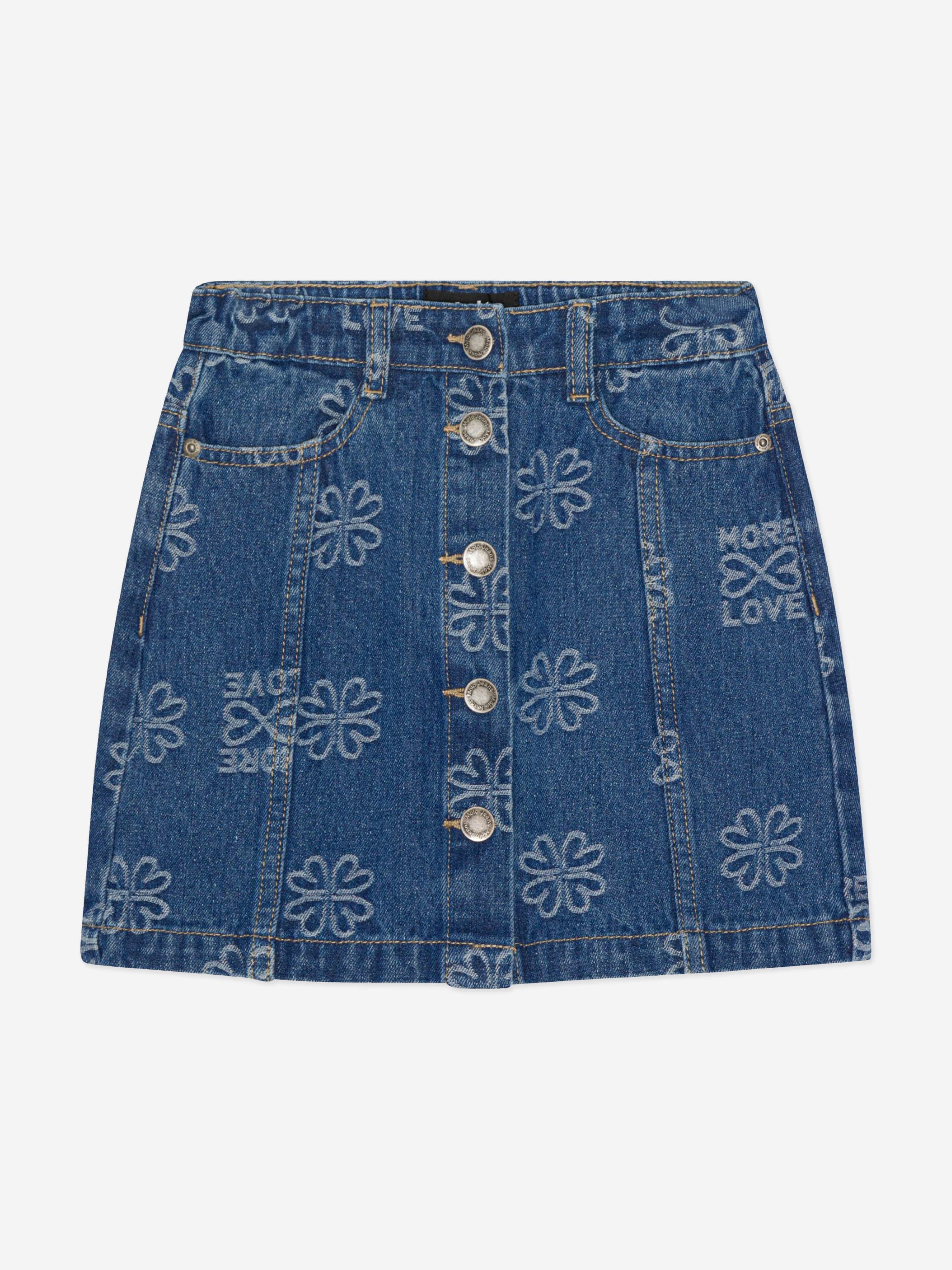 Molo Girls Infinity Love Denim Skirt in Blue