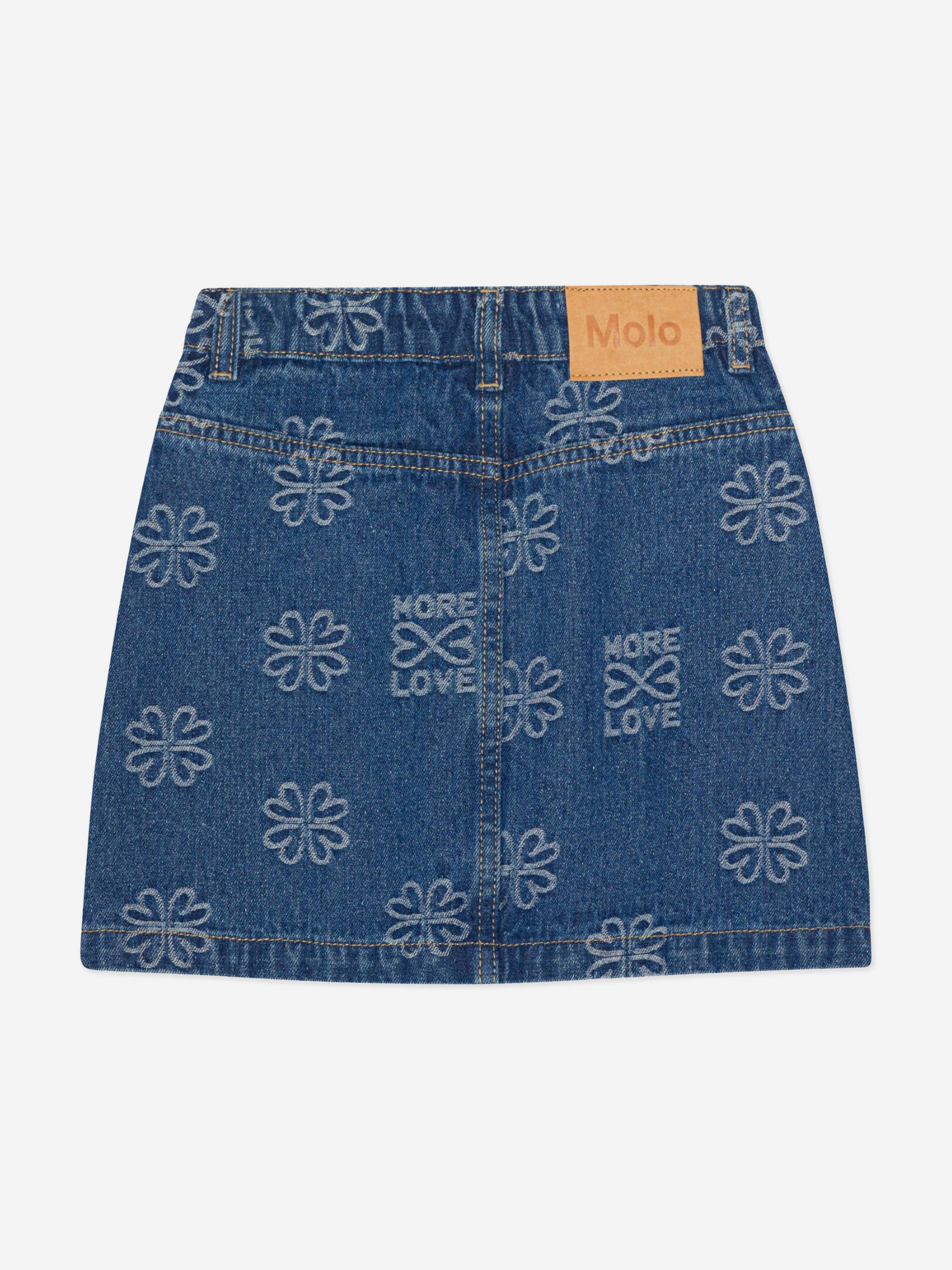 Molo Girls Infinity Love Denim Skirt in Blue