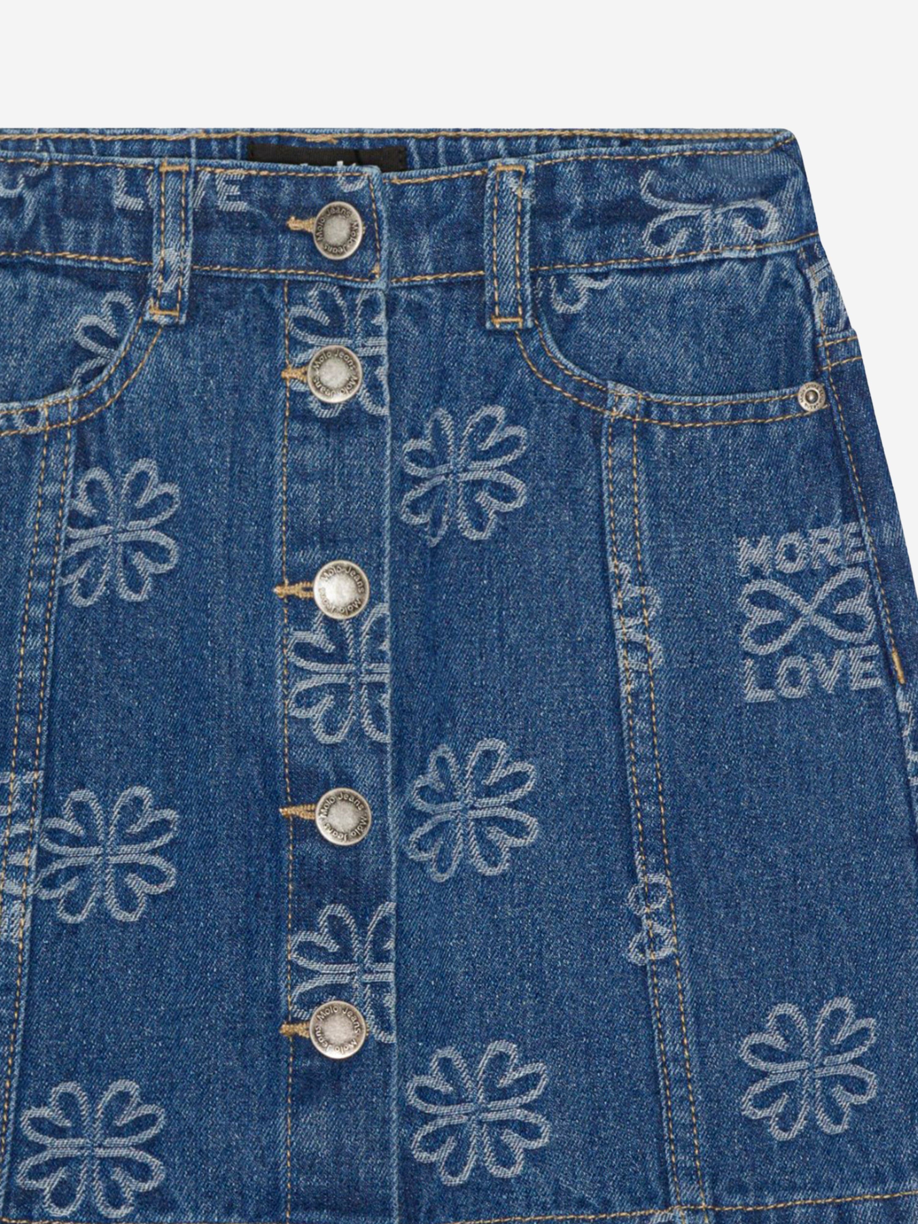 Molo Girls Infinity Love Denim Skirt in Blue