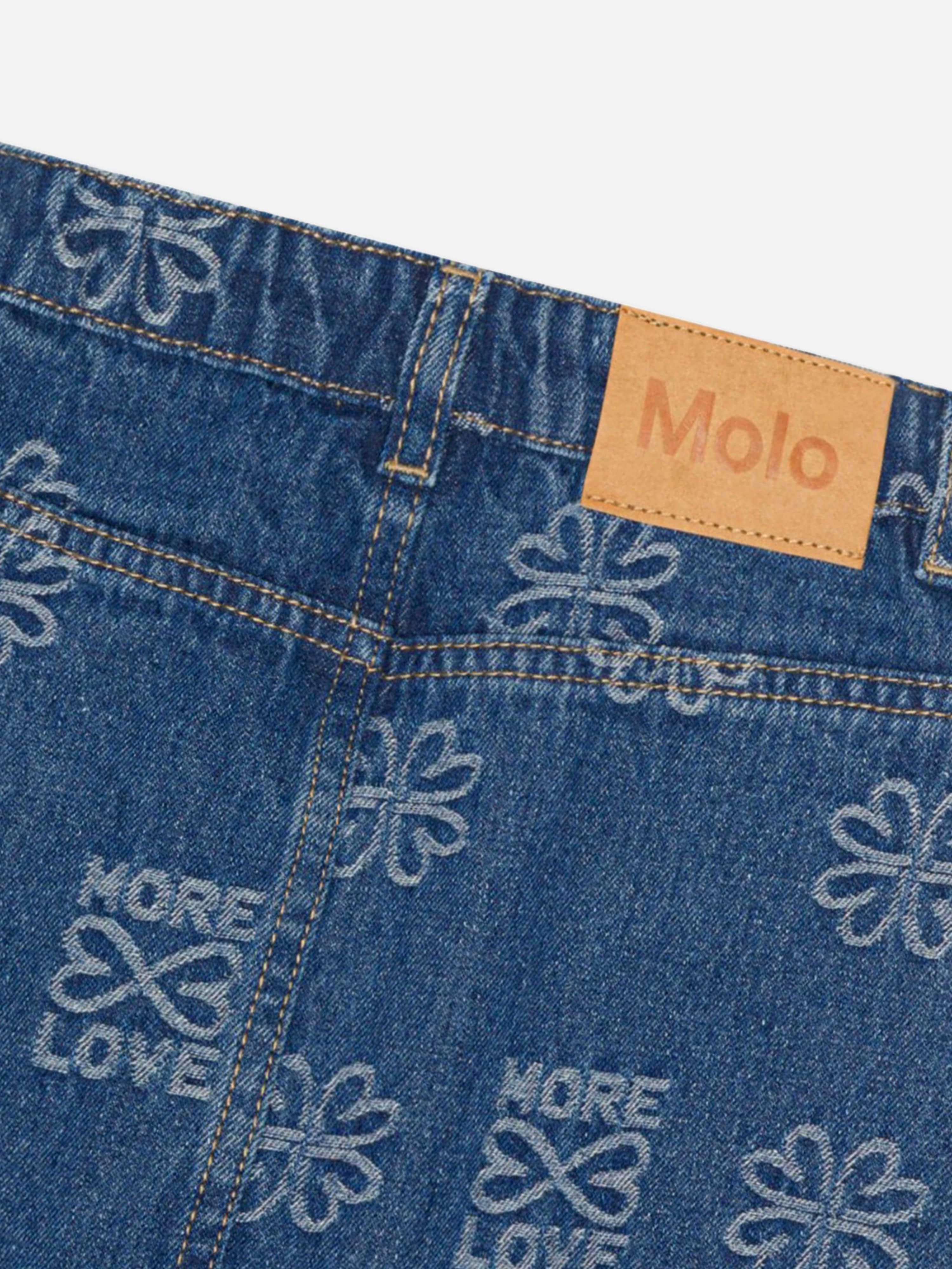 Molo Girls Infinity Love Denim Skirt in Blue