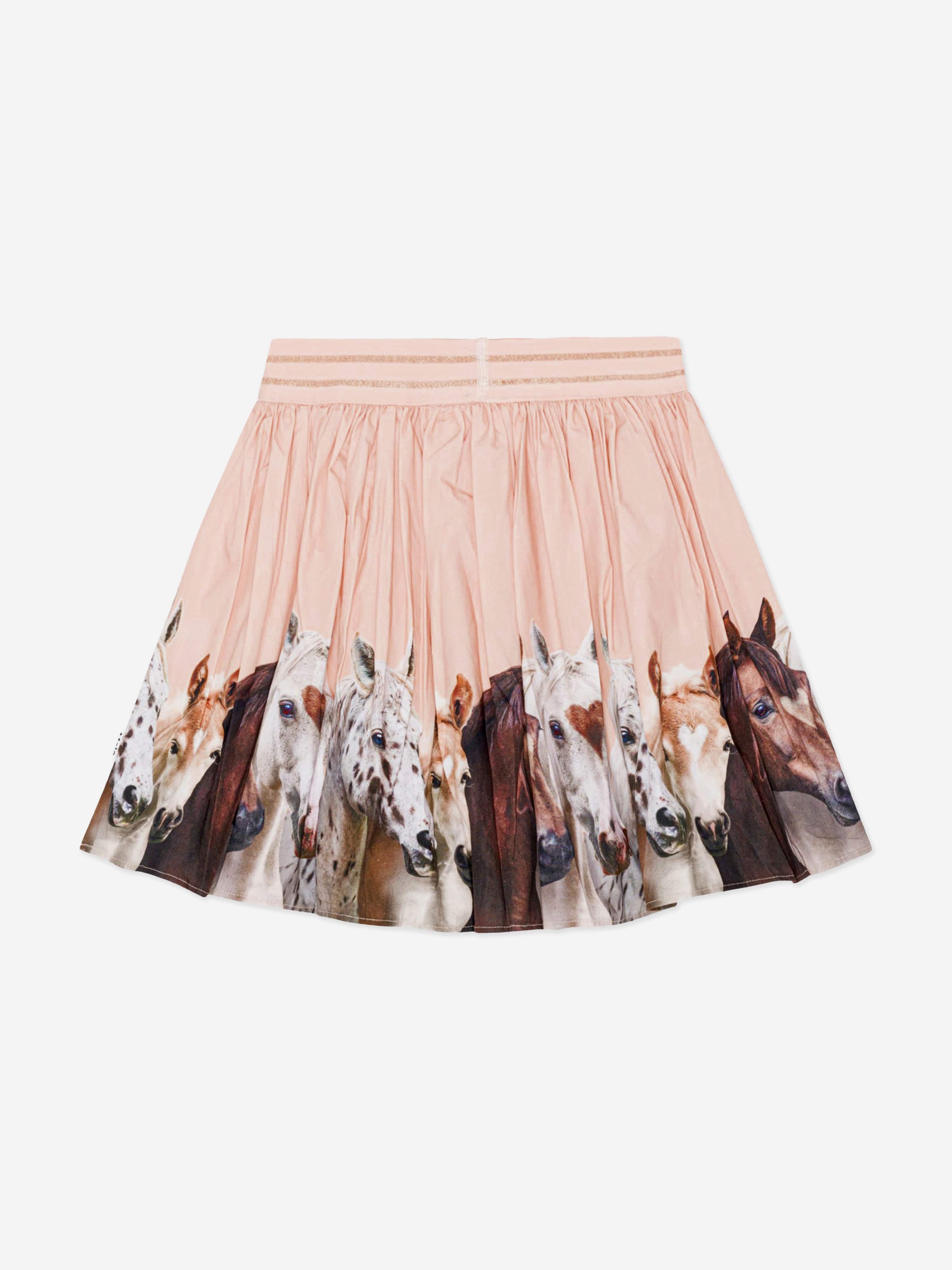 Molo Girls Horse Print Skirt in Pink