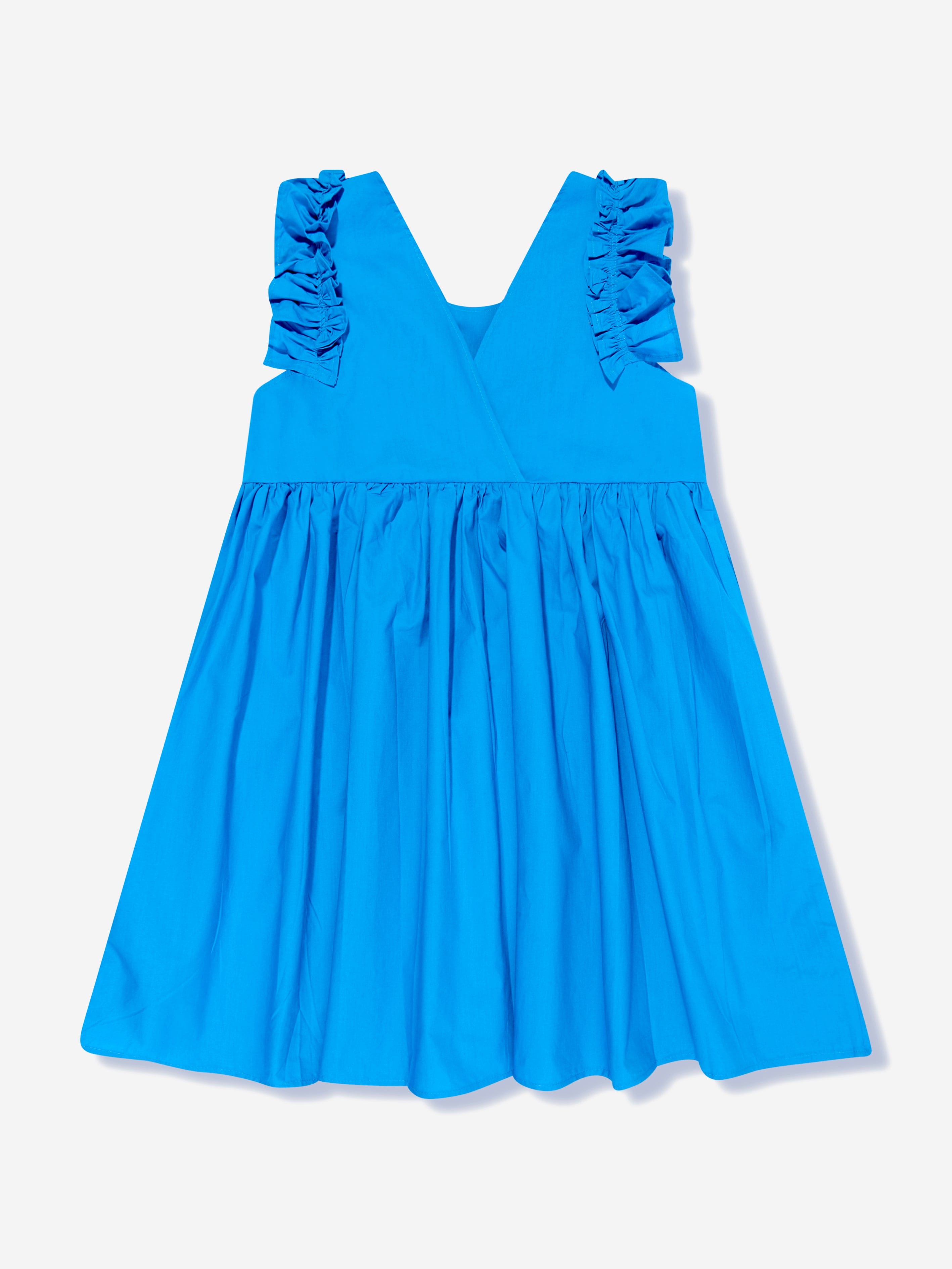 Molo Girls Frill Shoulder Pinafore Dress in Blue