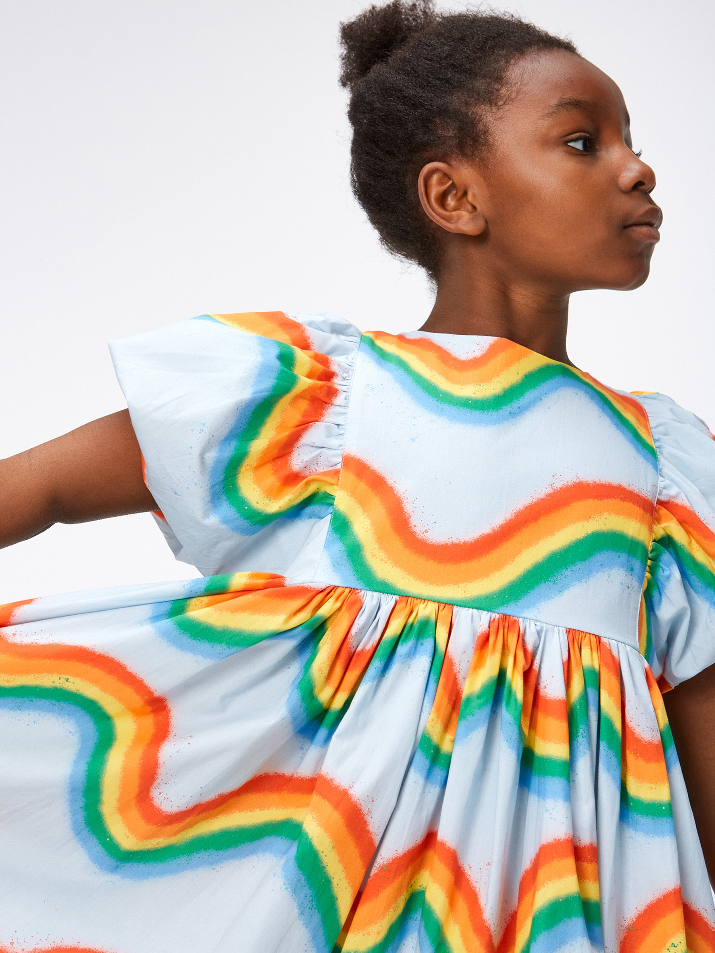 Molo Girls Rainbow Waves Dress in Multicolour