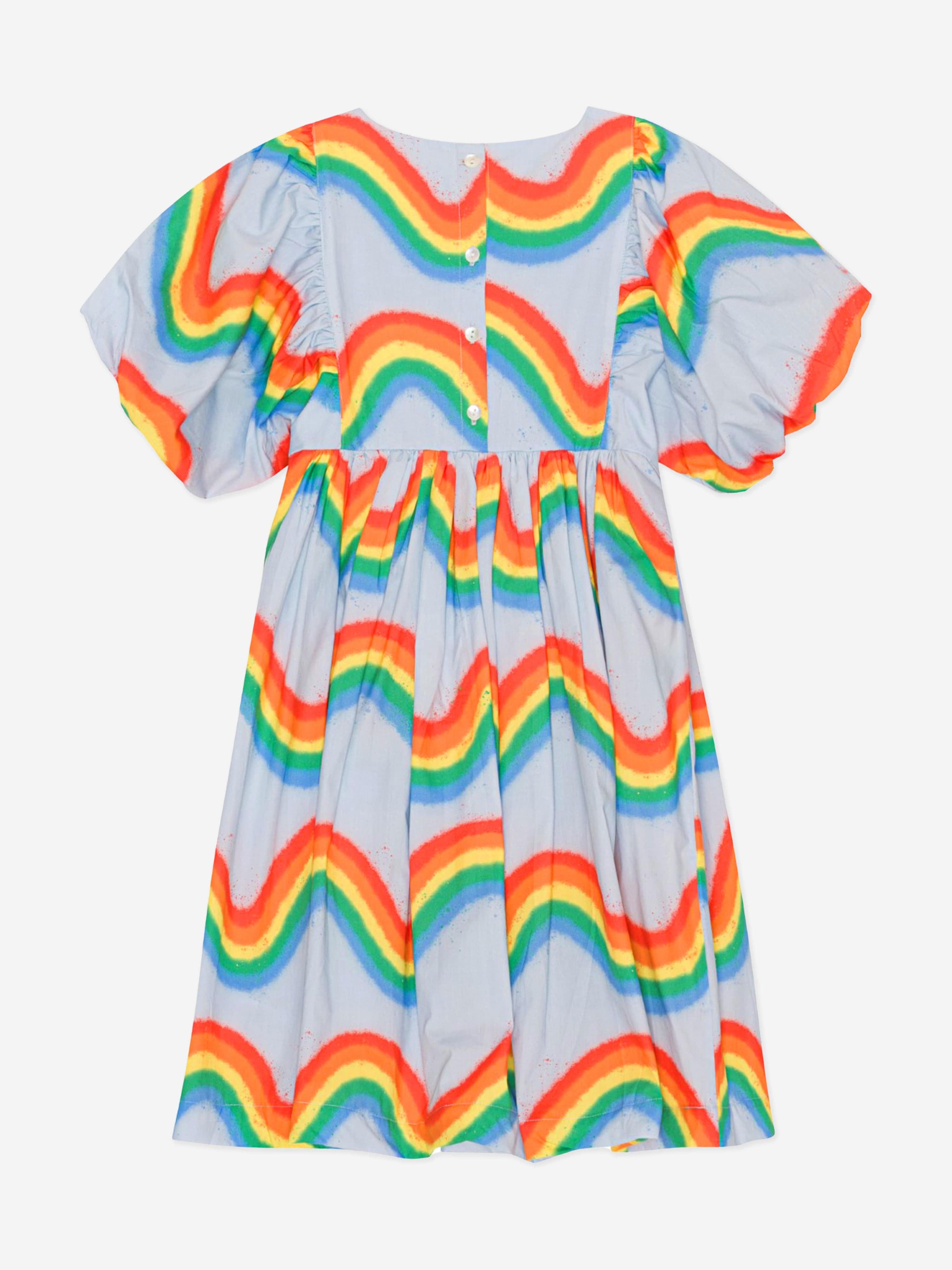 Molo Girls Rainbow Waves Dress in Multicolour