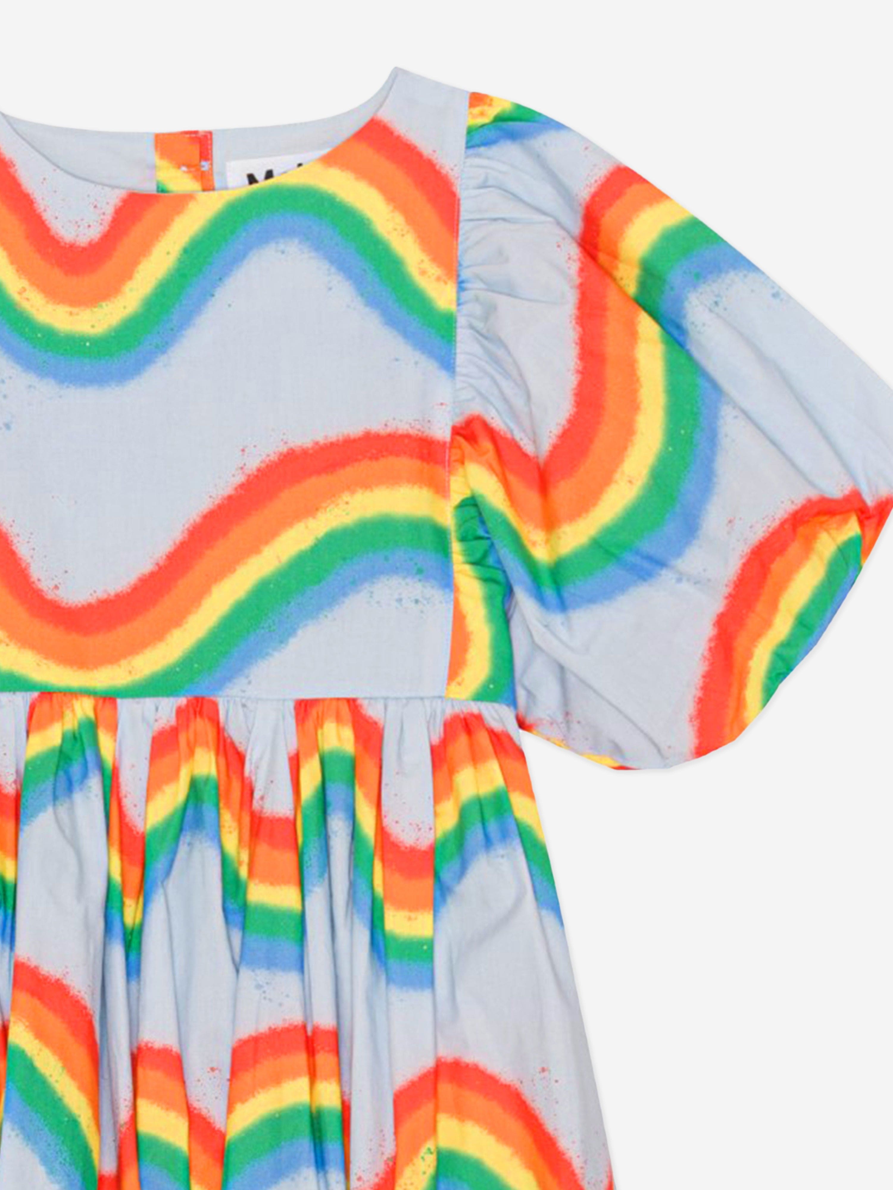 Molo Girls Rainbow Waves Dress in Multicolour