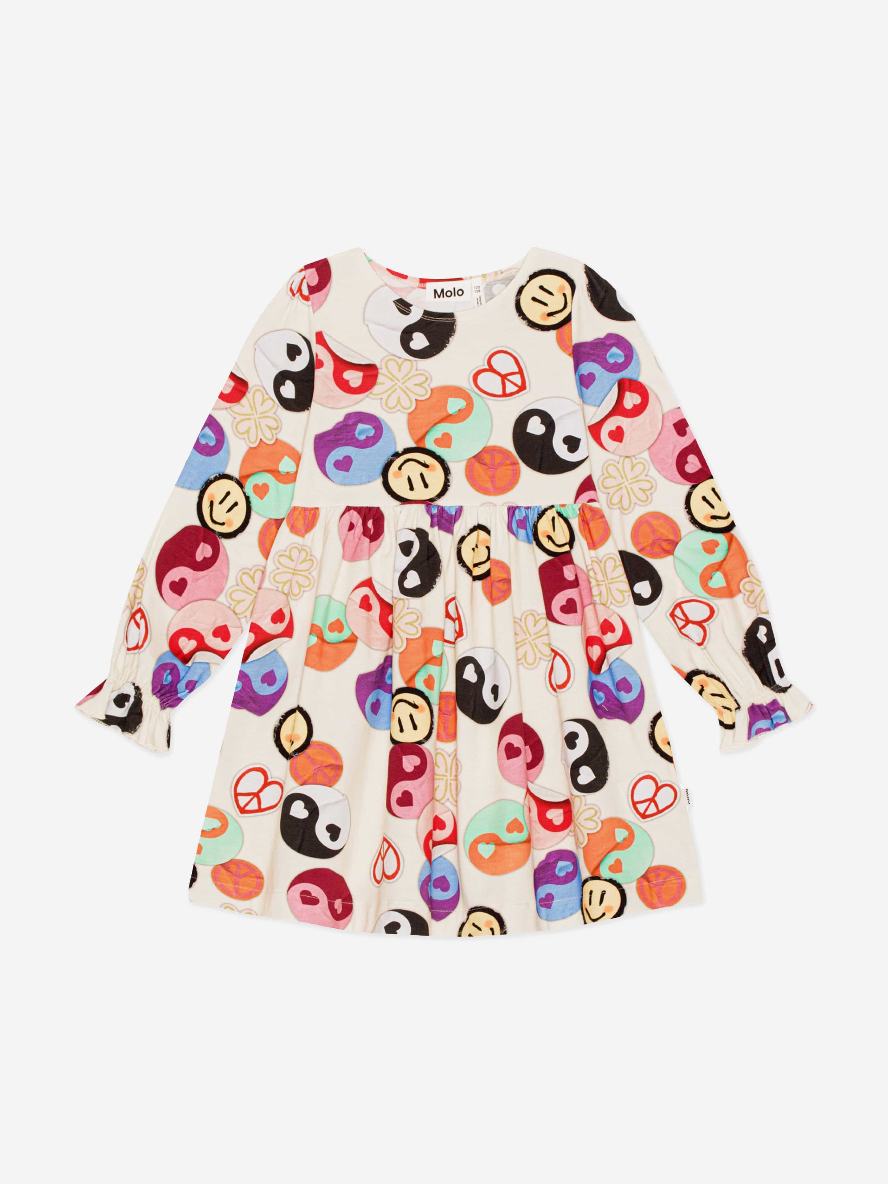 Molo Girls Yin Yang Long Sleeve Dress in Multicolour