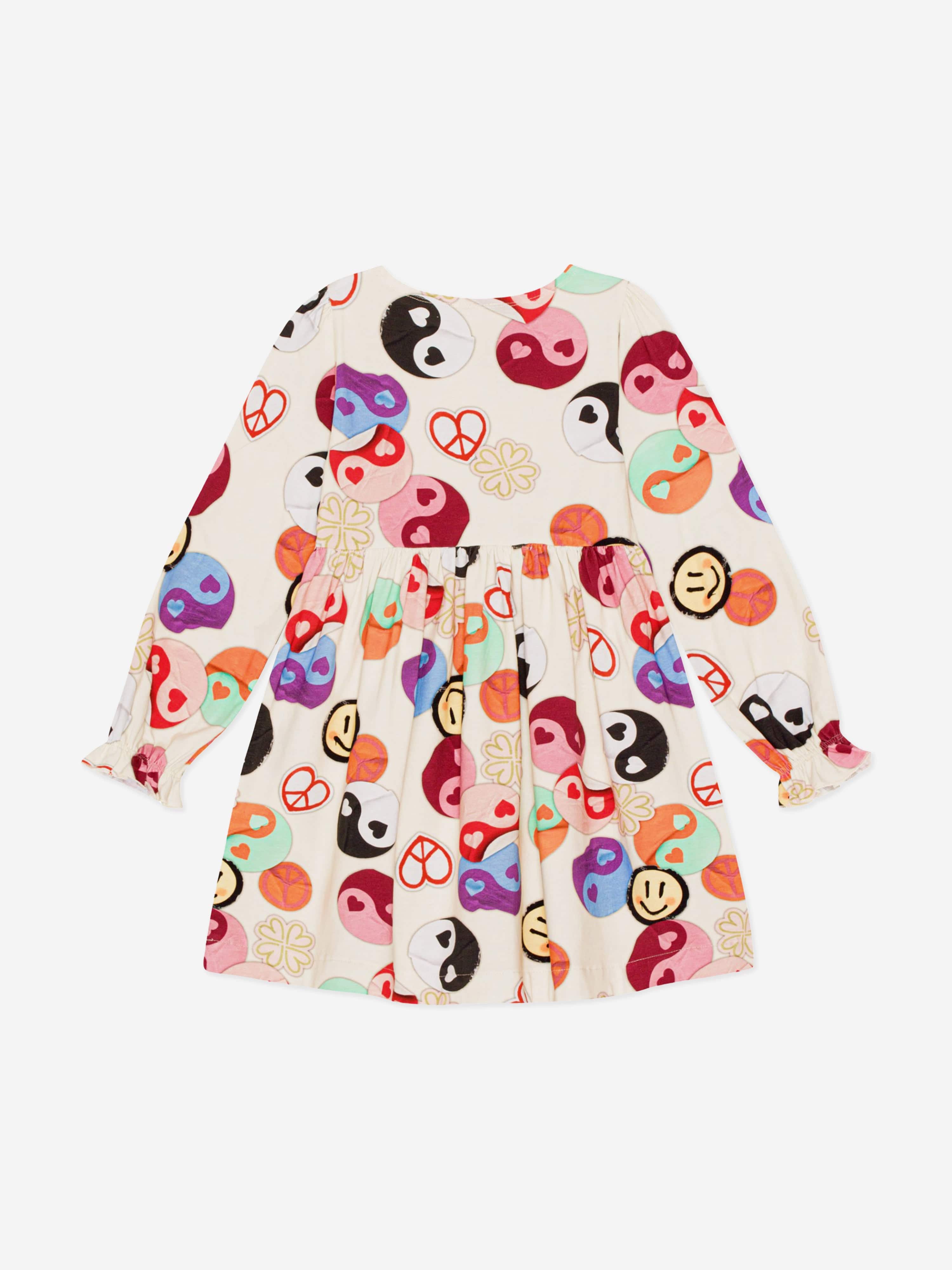 Molo Girls Yin Yang Long Sleeve Dress in Multicolour