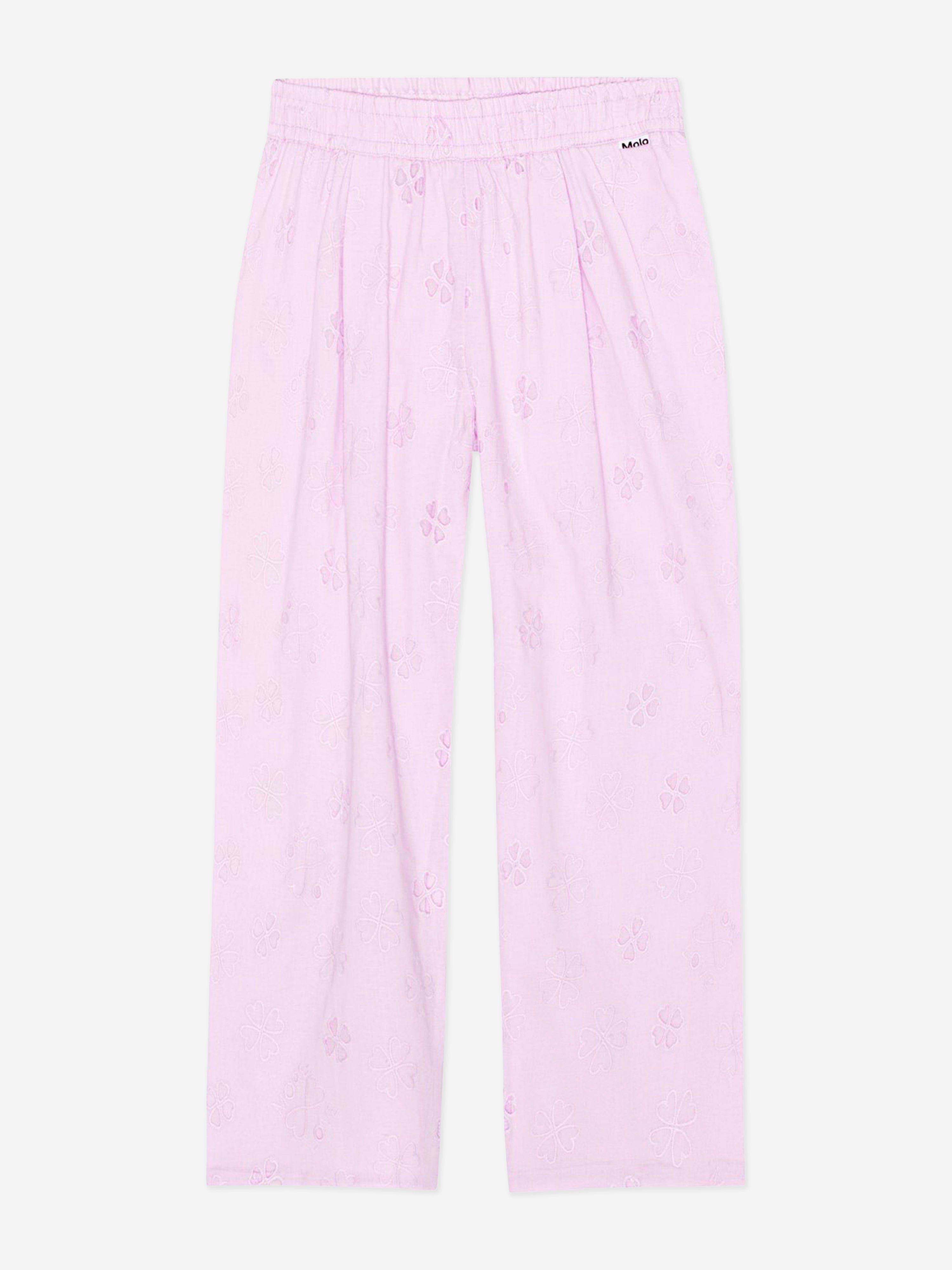 Molo Girls Floral Print Trousers in Pink