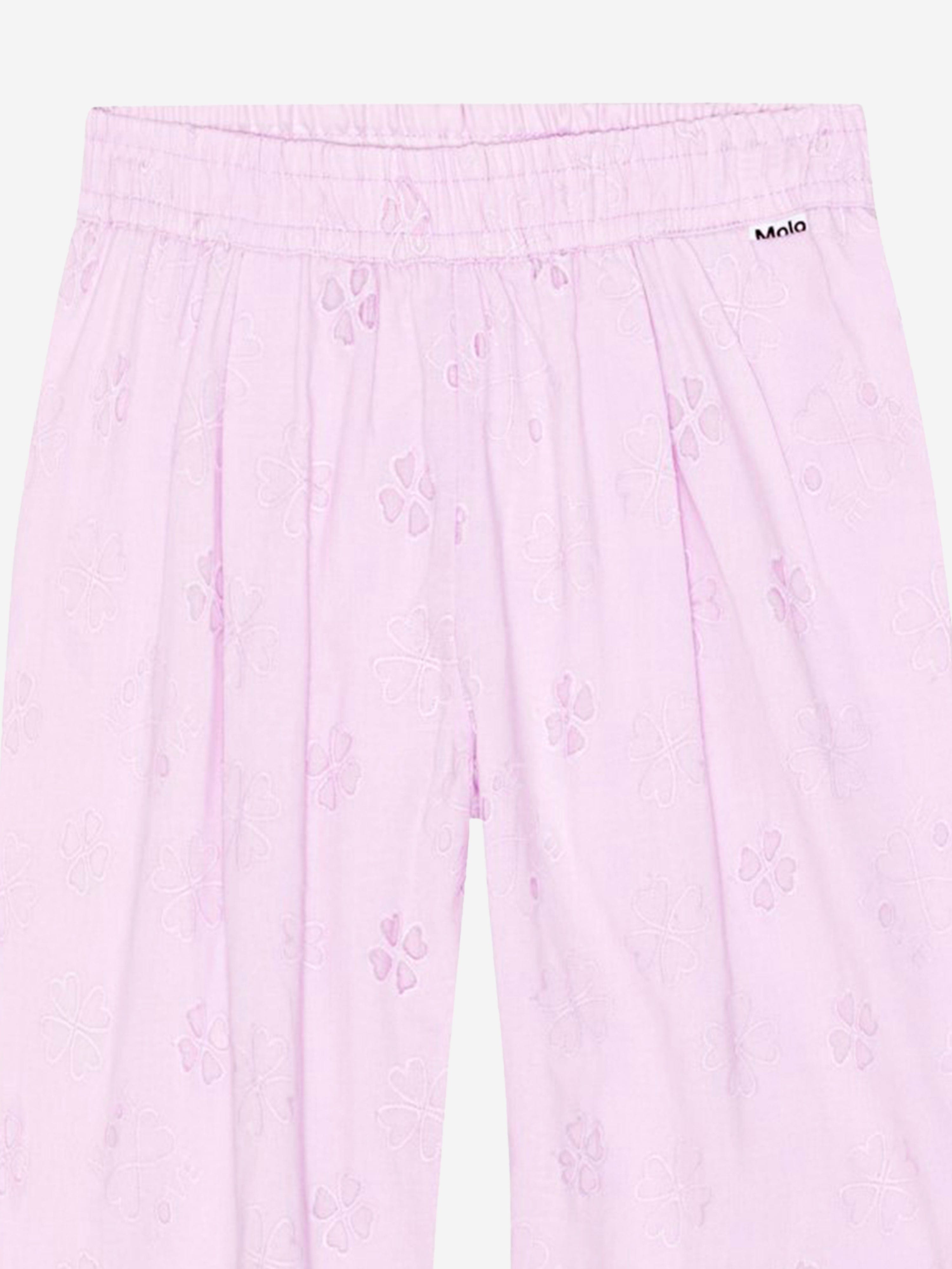 Molo Girls Floral Print Trousers in Pink