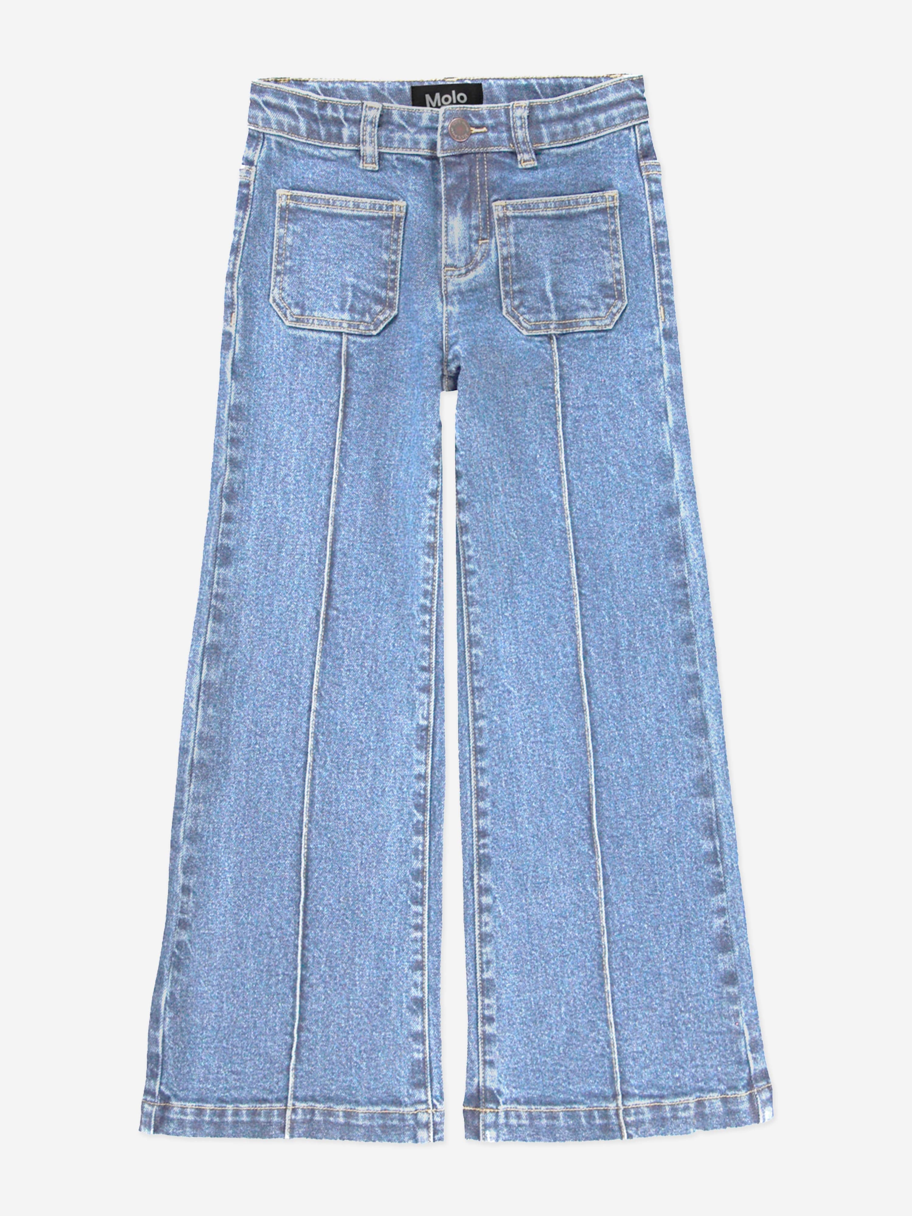 Molo Girls Wide Leg Denim Jeans in Blue