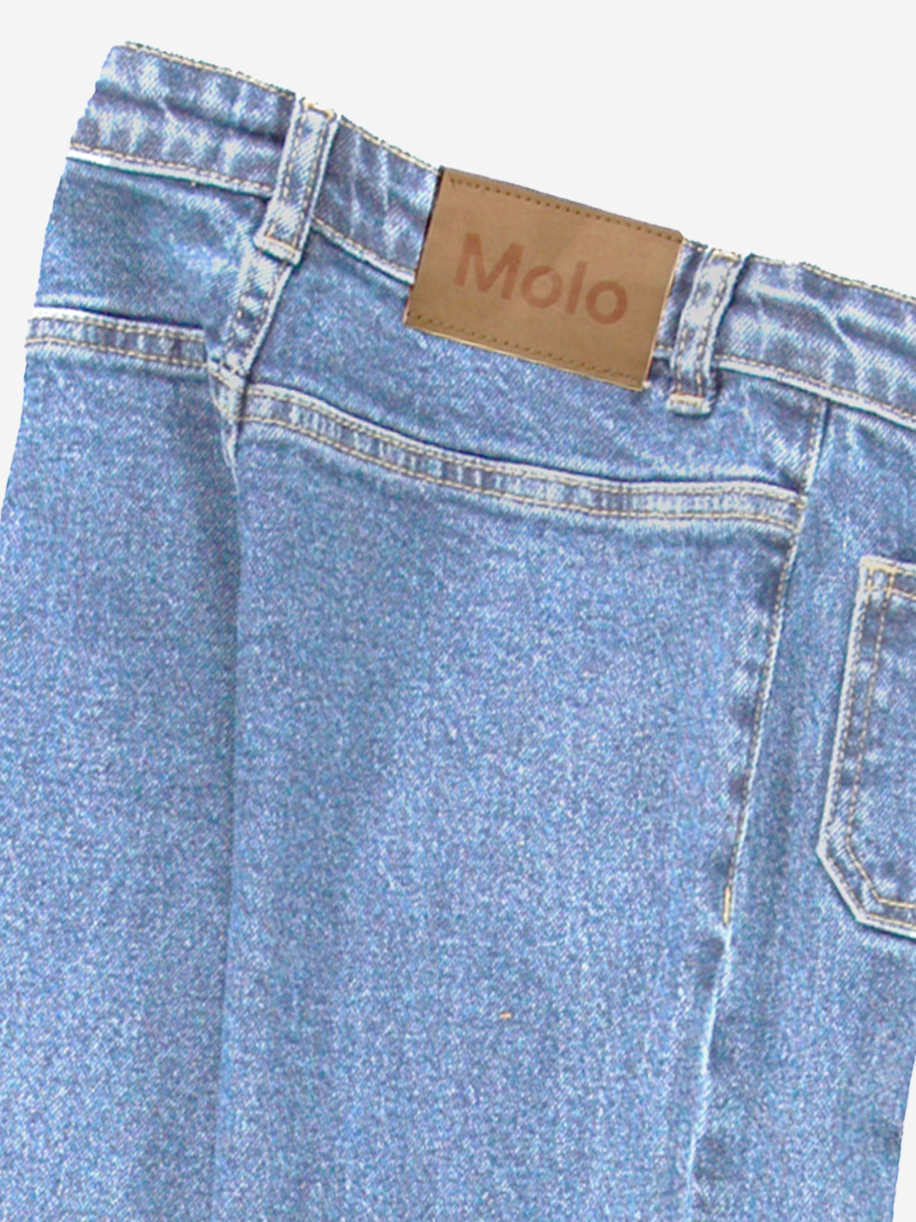 Molo Girls Wide Leg Denim Jeans in Blue