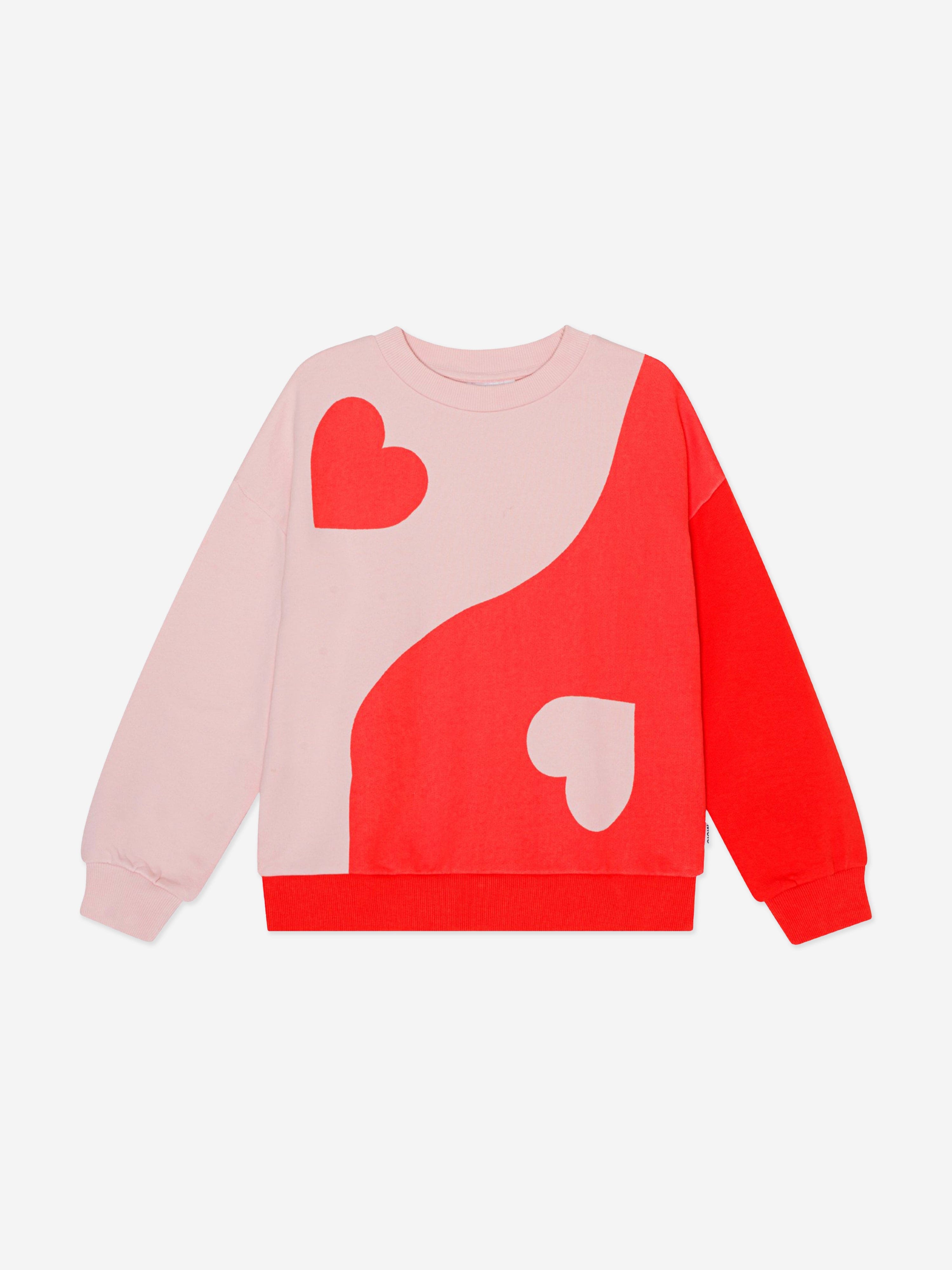 Molo Girls Yin Yang Heart Sweatshirt in Pink