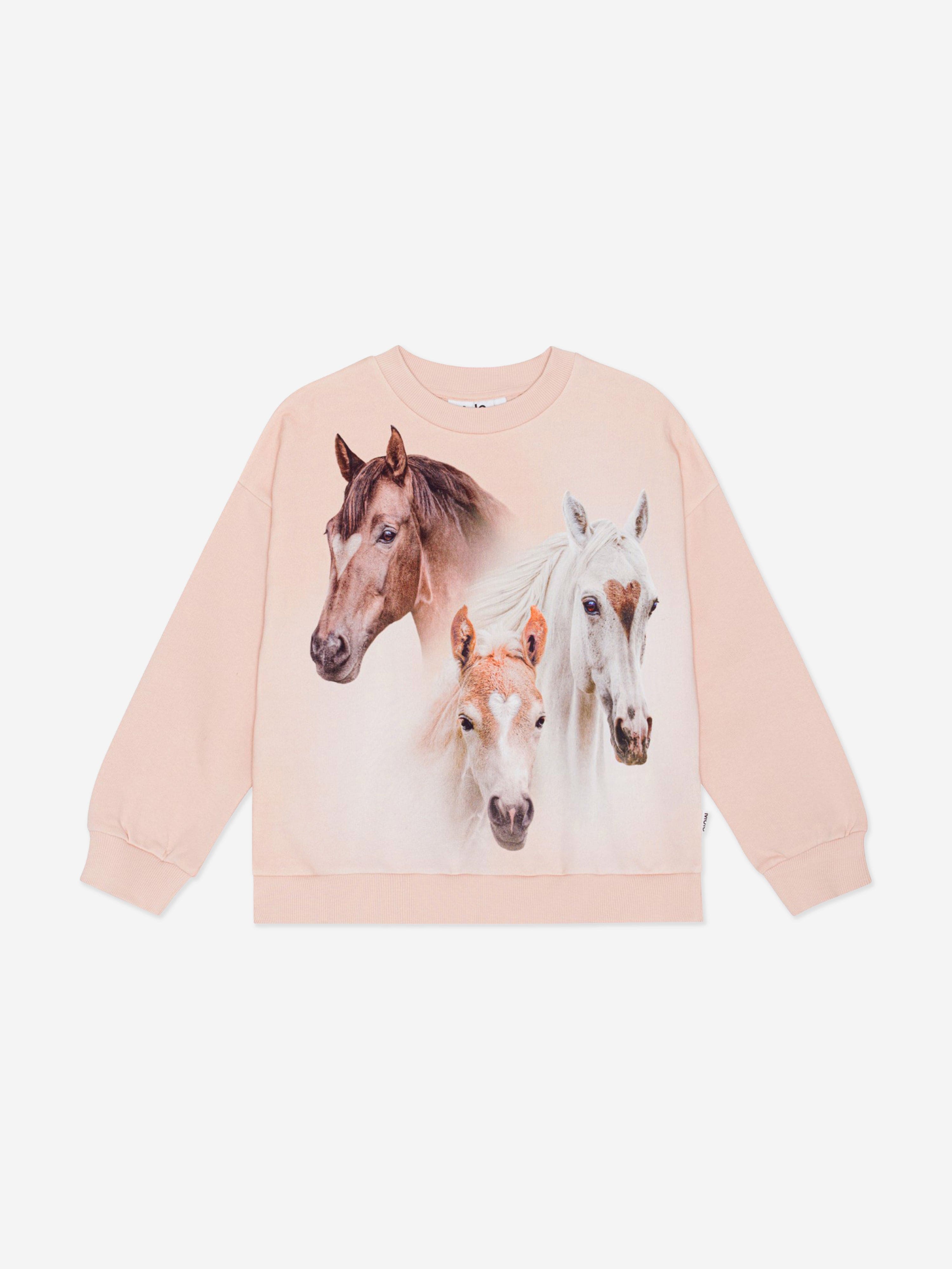 Molo Girls Horse Print Sweeatshirt in Pink