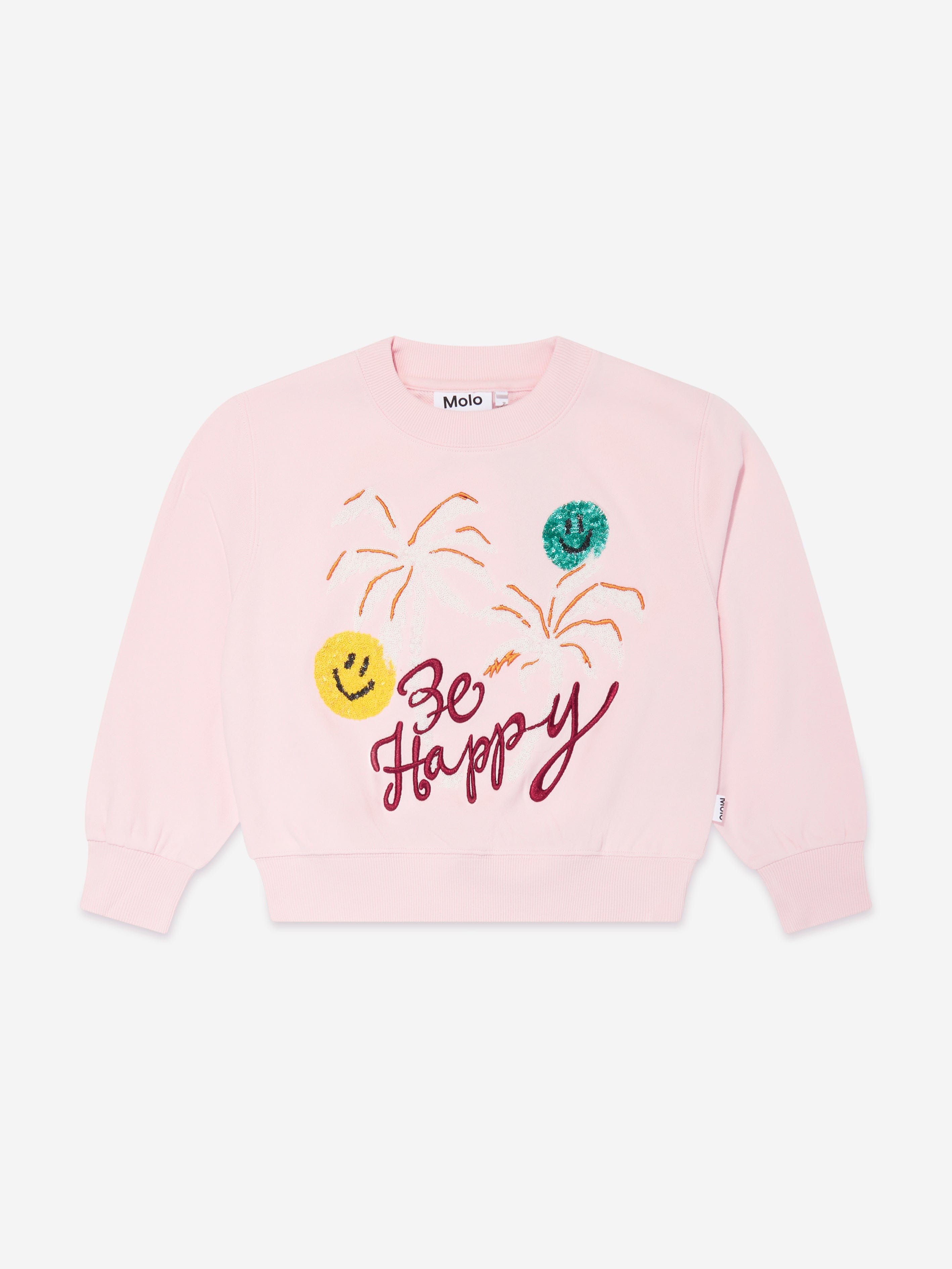 Molo Girls Be Happy Sweatshirt in Pink