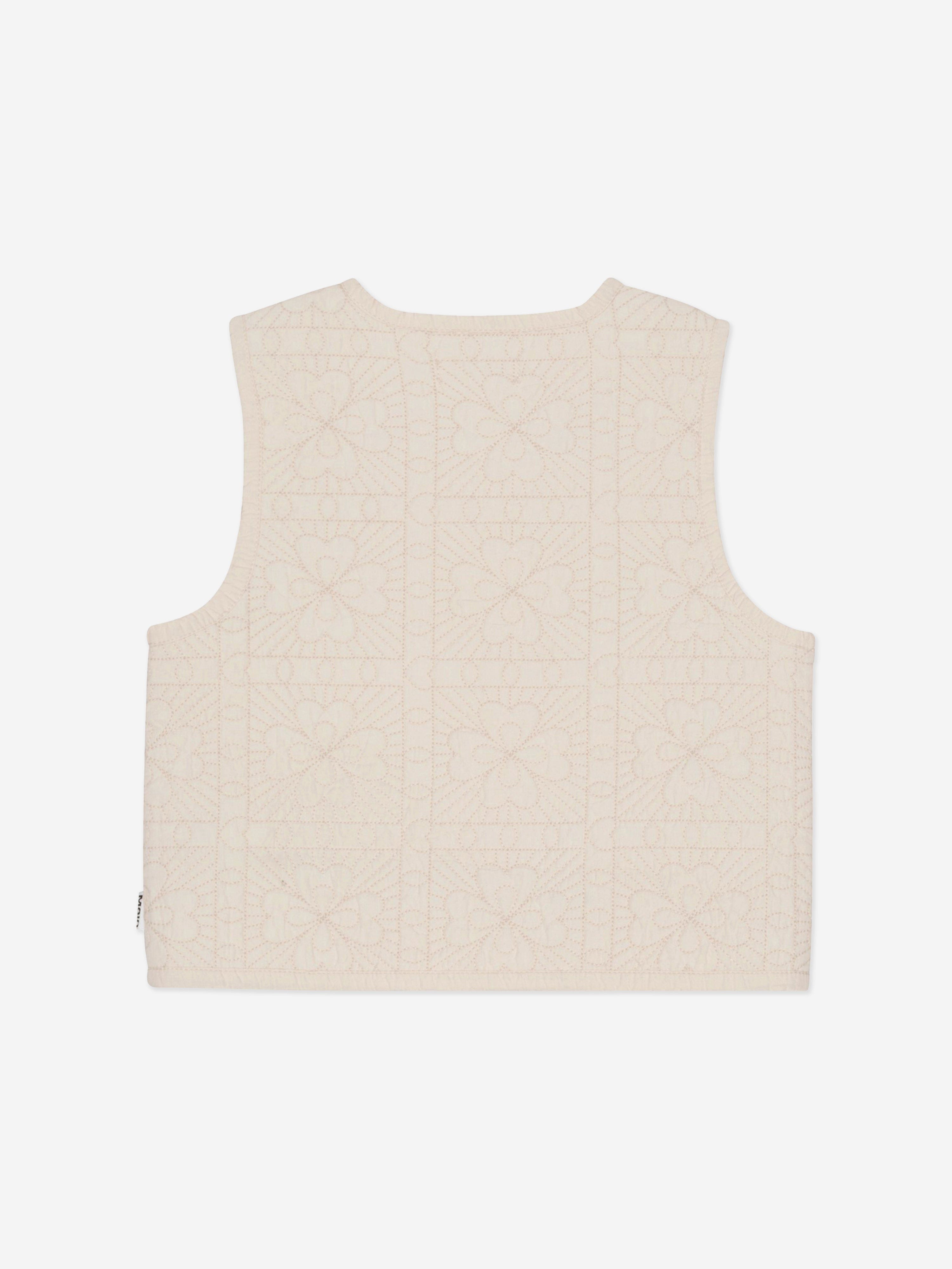 Molo Girls Four Leaf Clover Gilet in Beige