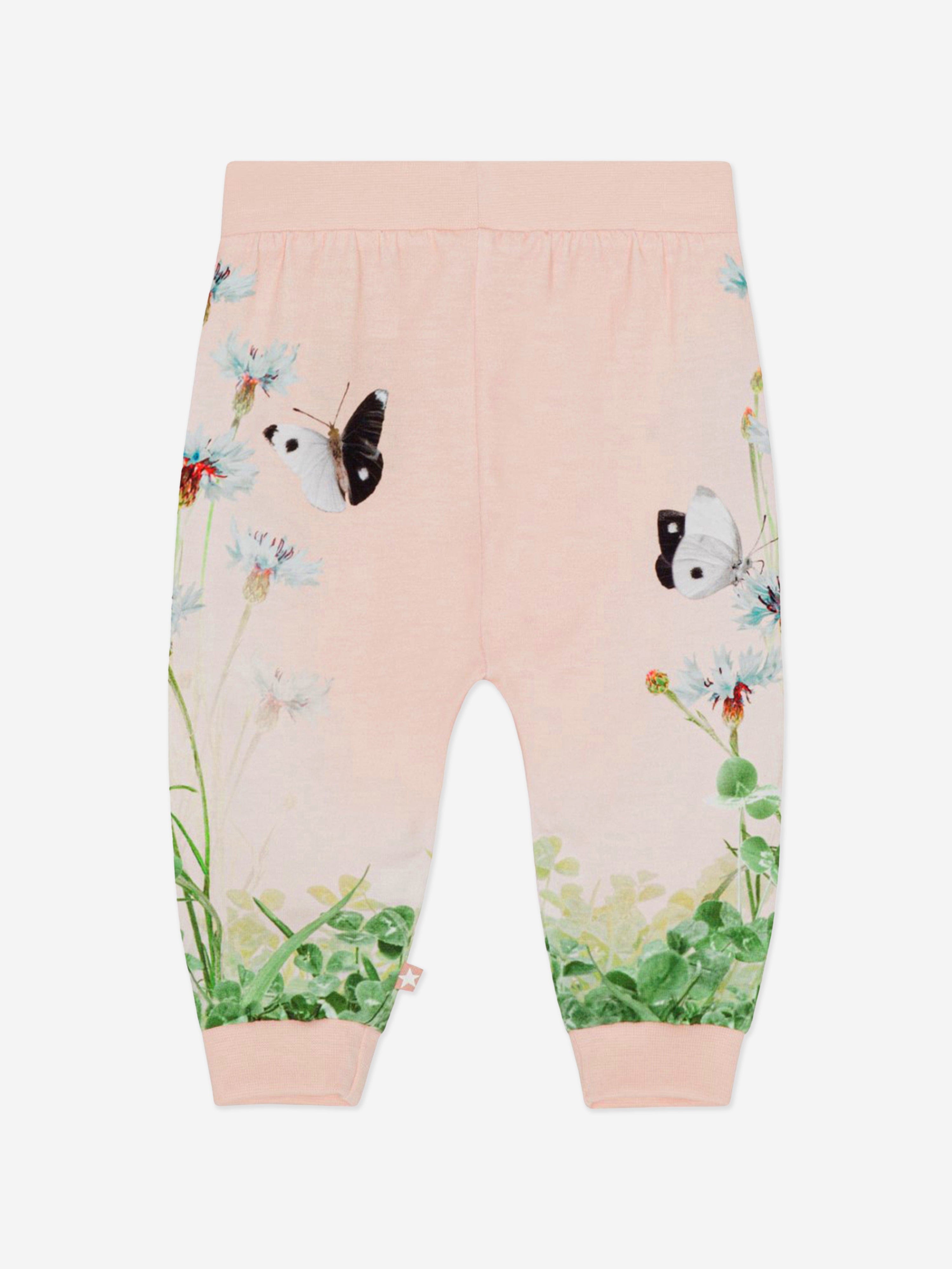 Molo Baby Girls Kitten Print Joggers in Pink