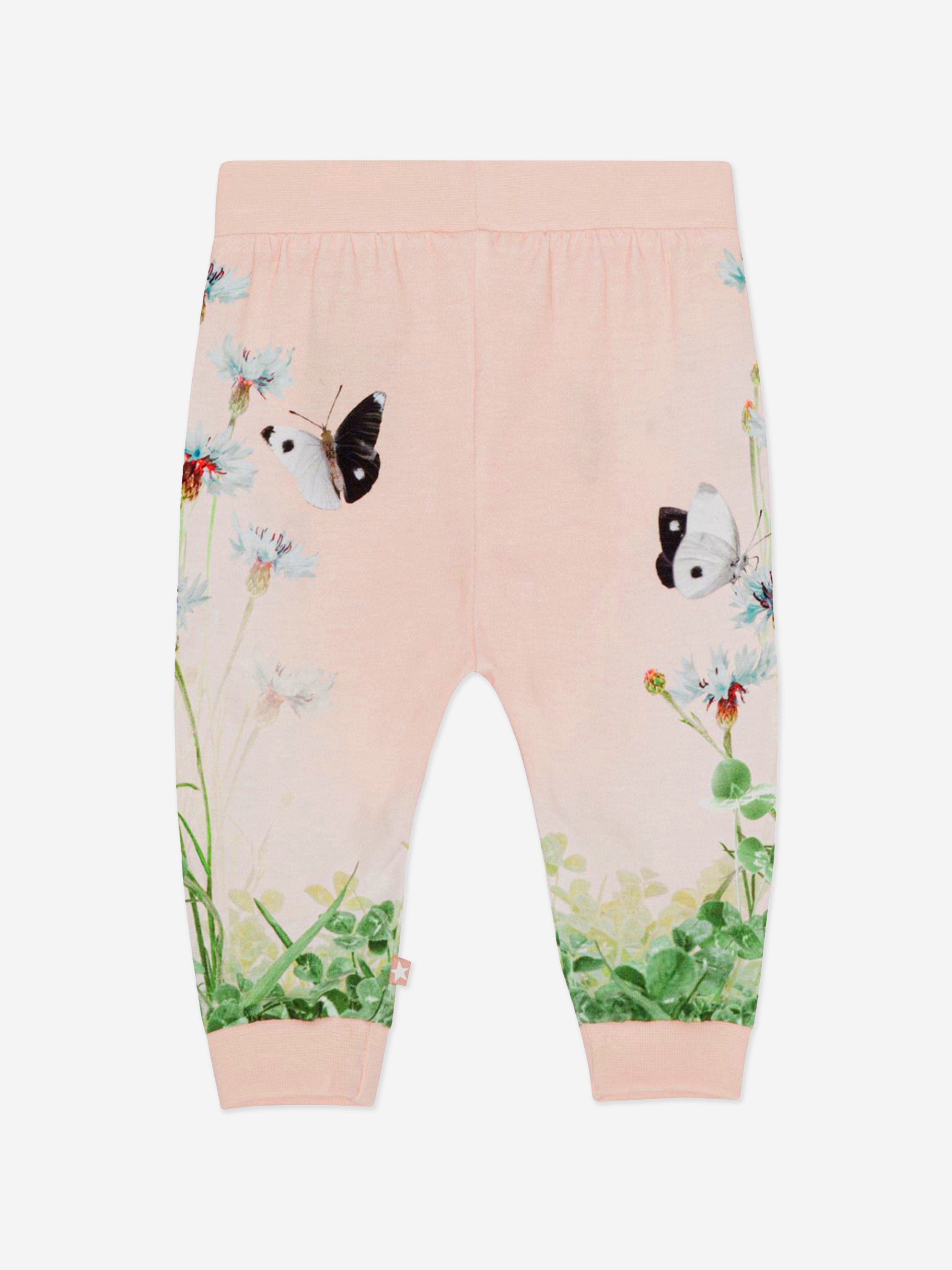 Molo Baby Girls Kitten Print Joggers in Pink