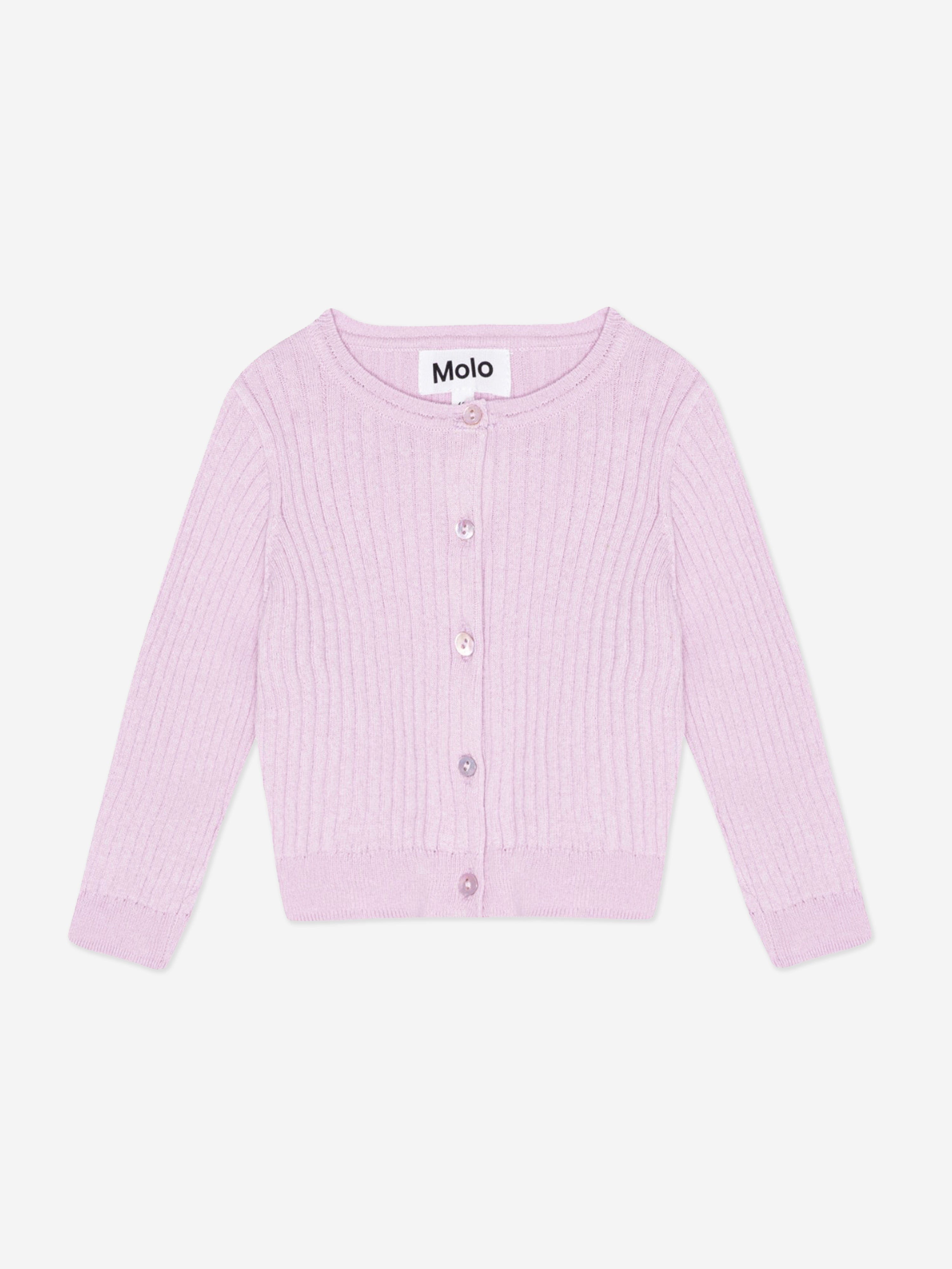 Molo Baby Girls Organic Cotton Cardigan in Purple