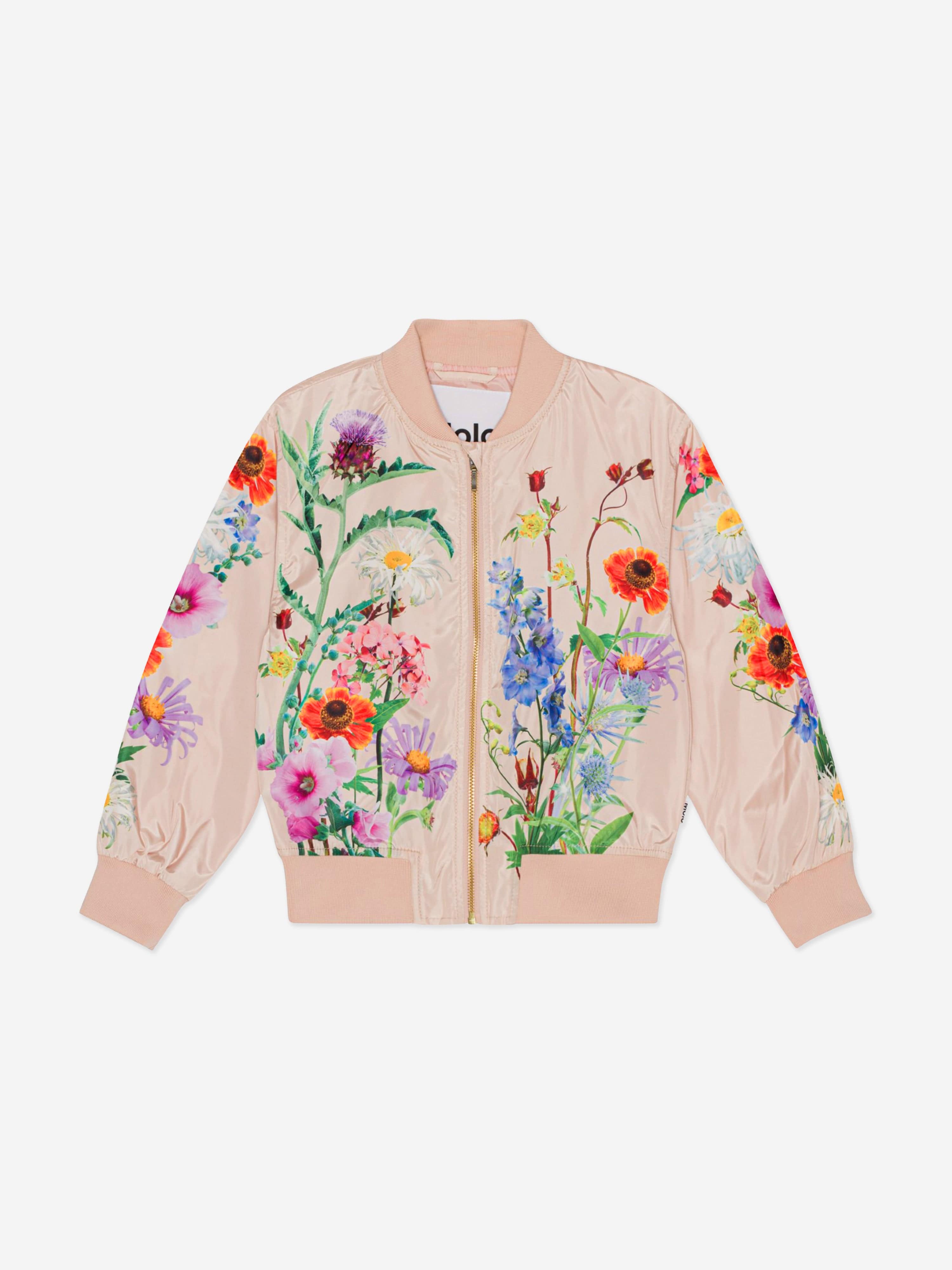 Molo Girls Floral Zip Up Jacket in Pink