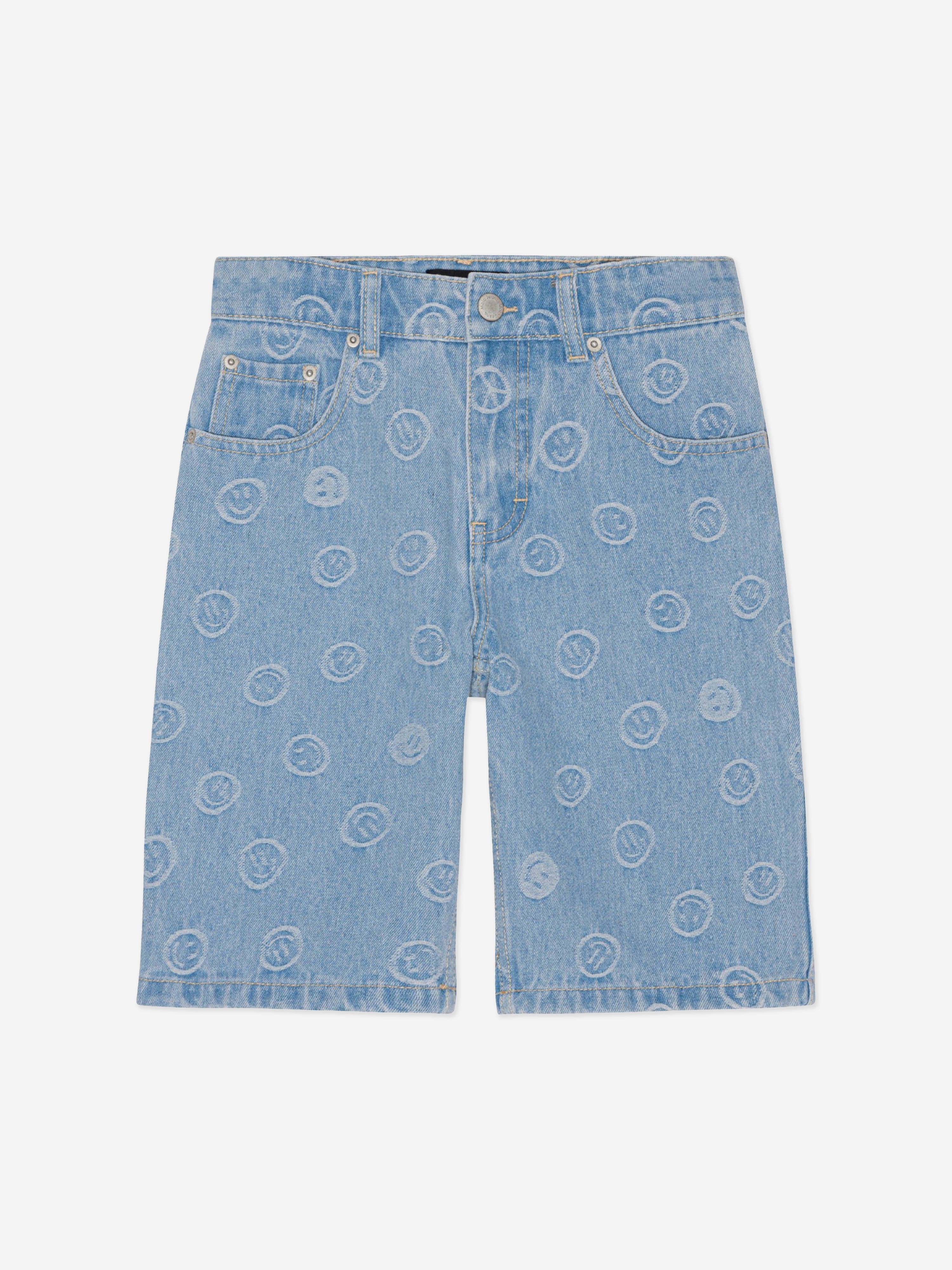 Molo Kids Smile Print Denim Short in Blue