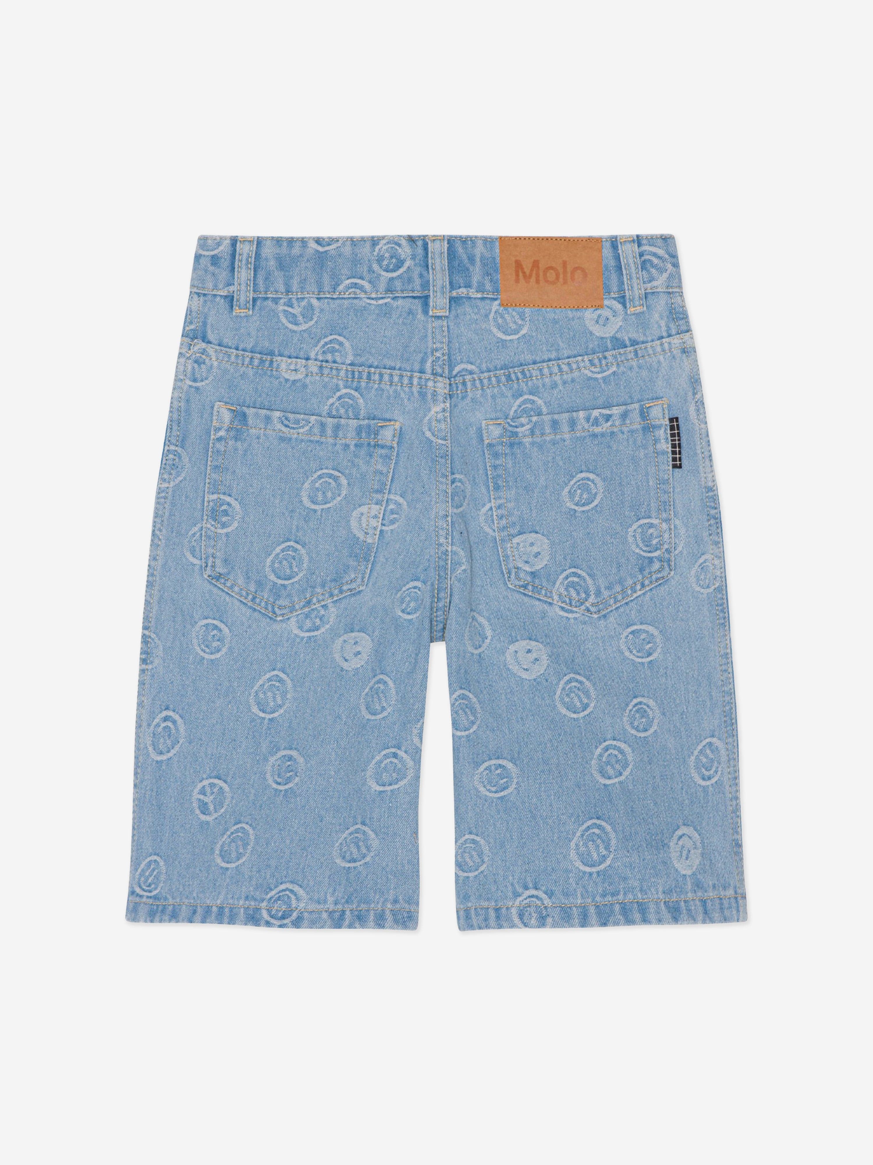 Molo Kids Smile Print Denim Short in Blue