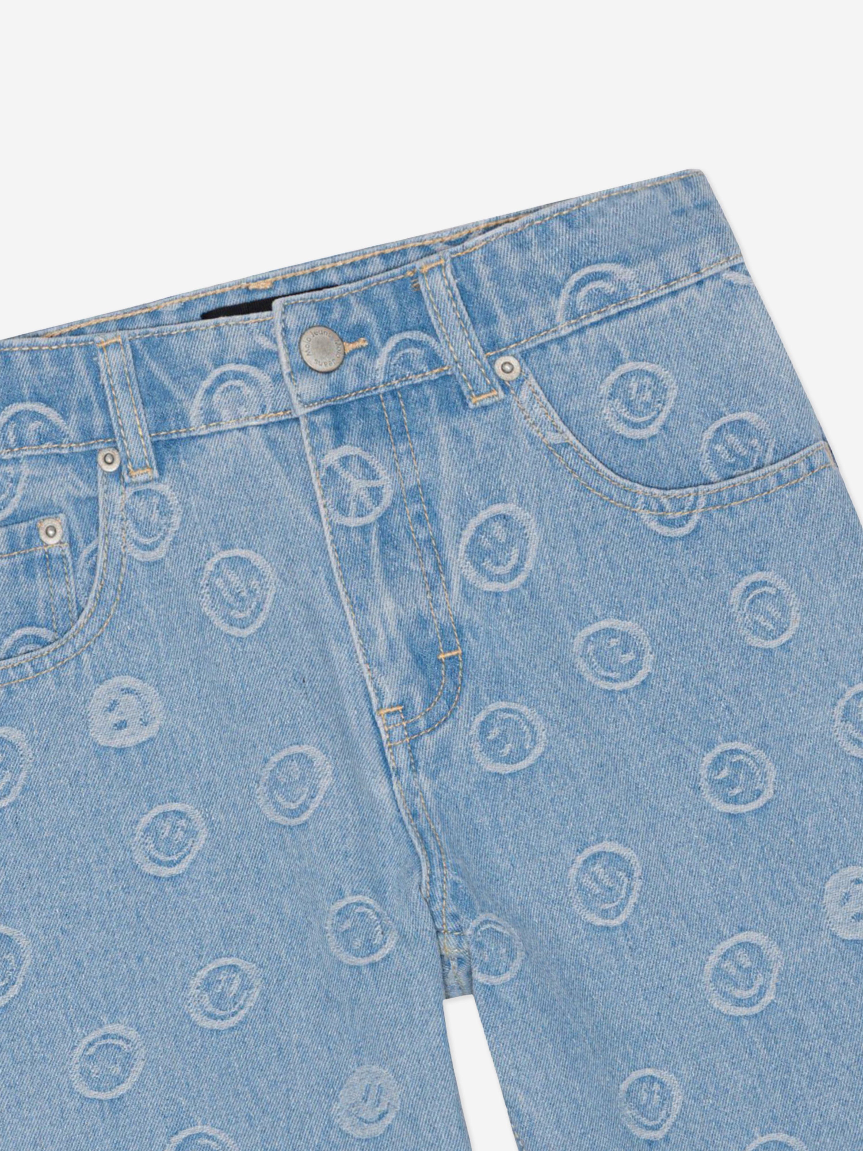 Molo Kids Smile Print Denim Short in Blue