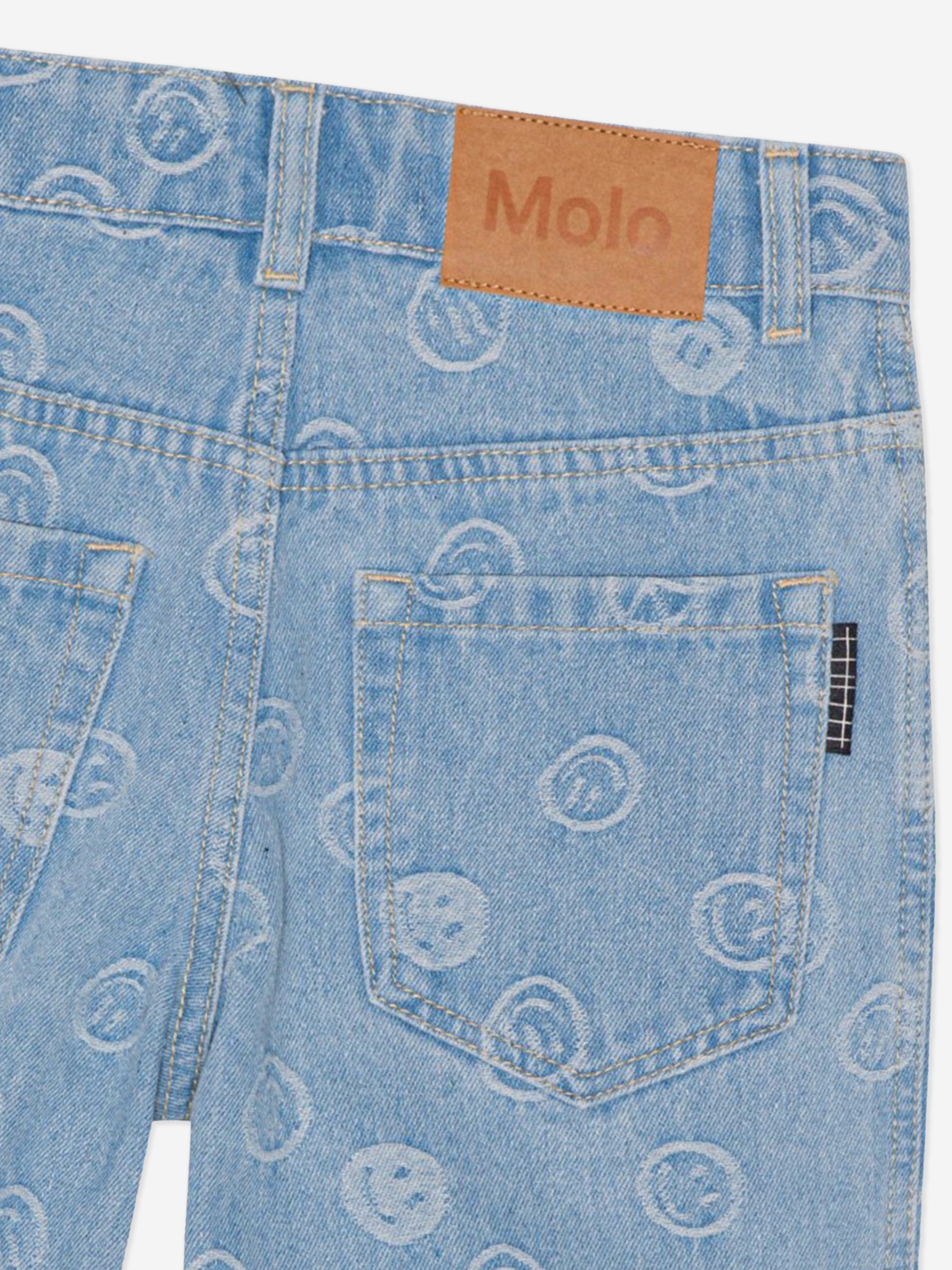 Molo Kids Smile Print Denim Short in Blue