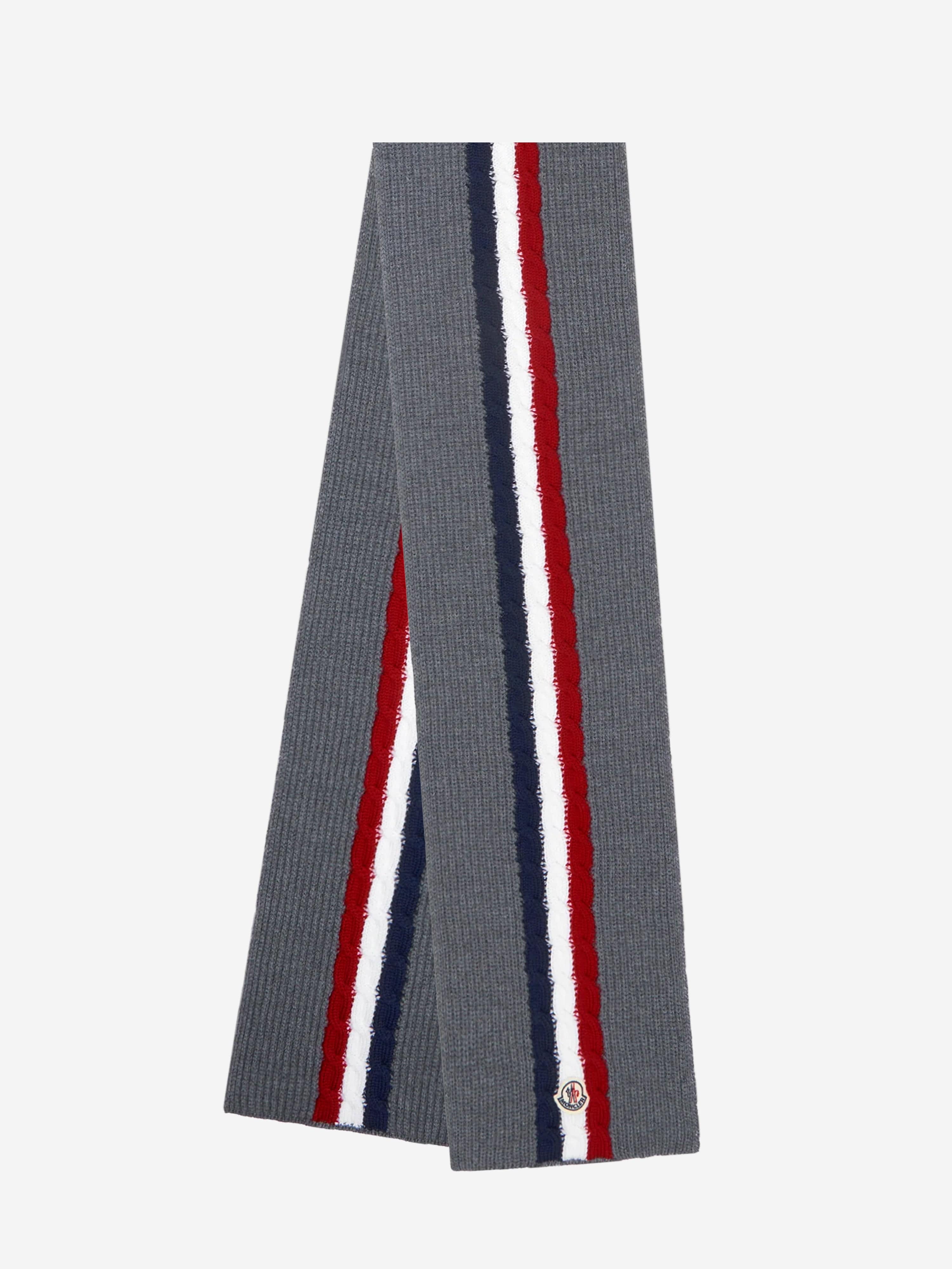 Moncler Enfant Boys Wool Striped Logo Scarf