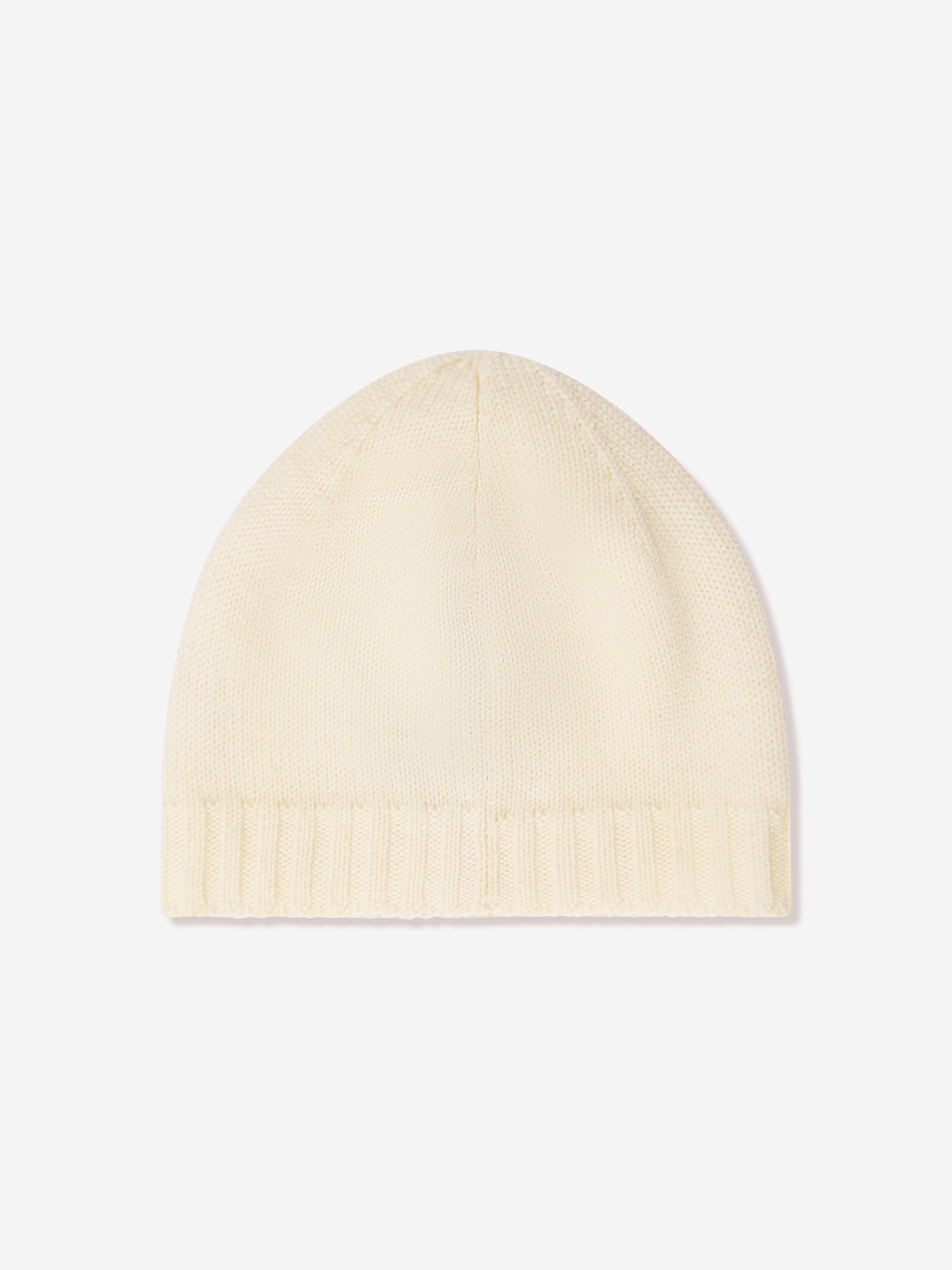 Moncler Enfant Baby Logo Beanie Hat in Ivory