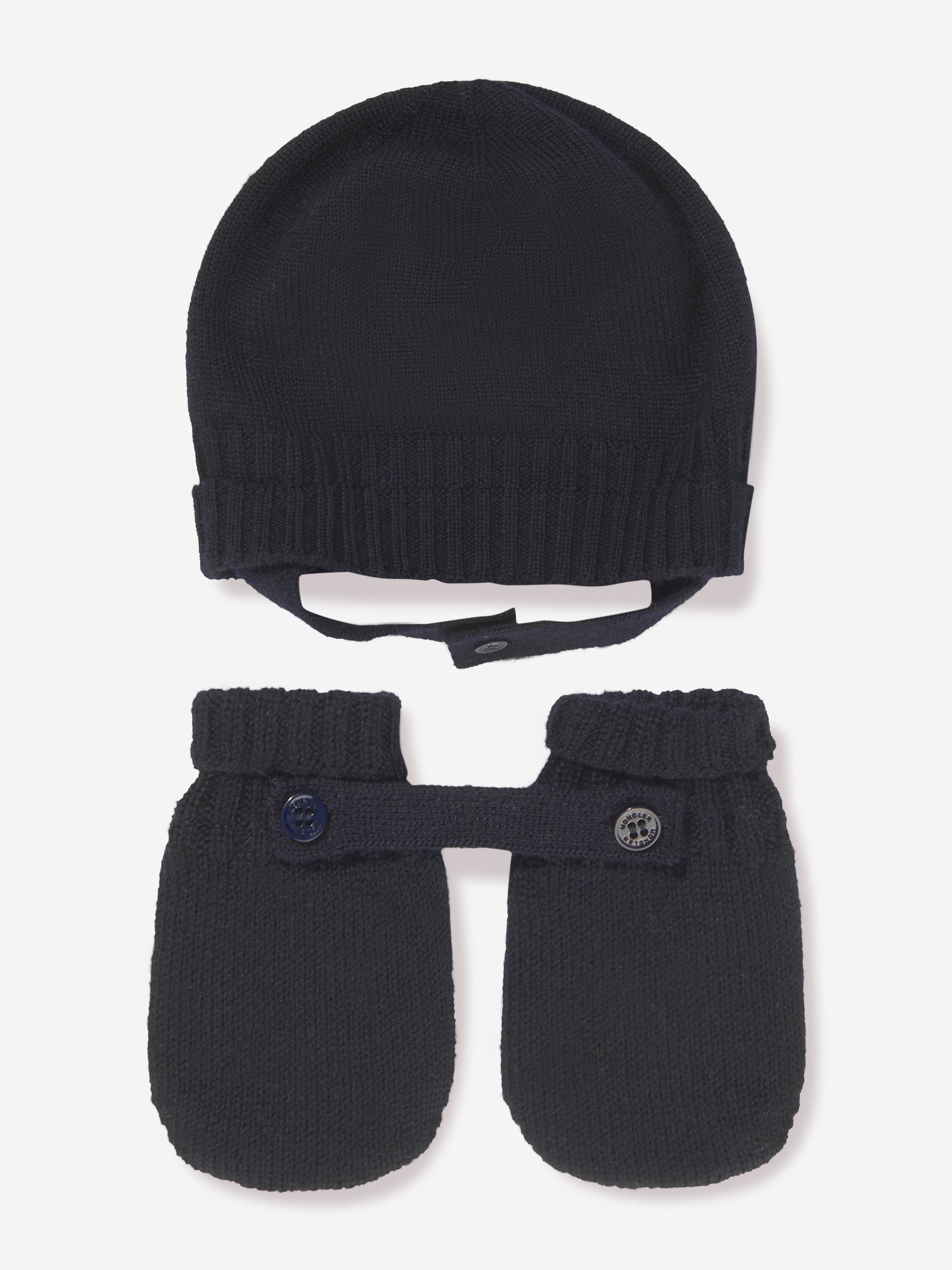 Moncler Enfant Baby Hat And Mittens Set in Navy