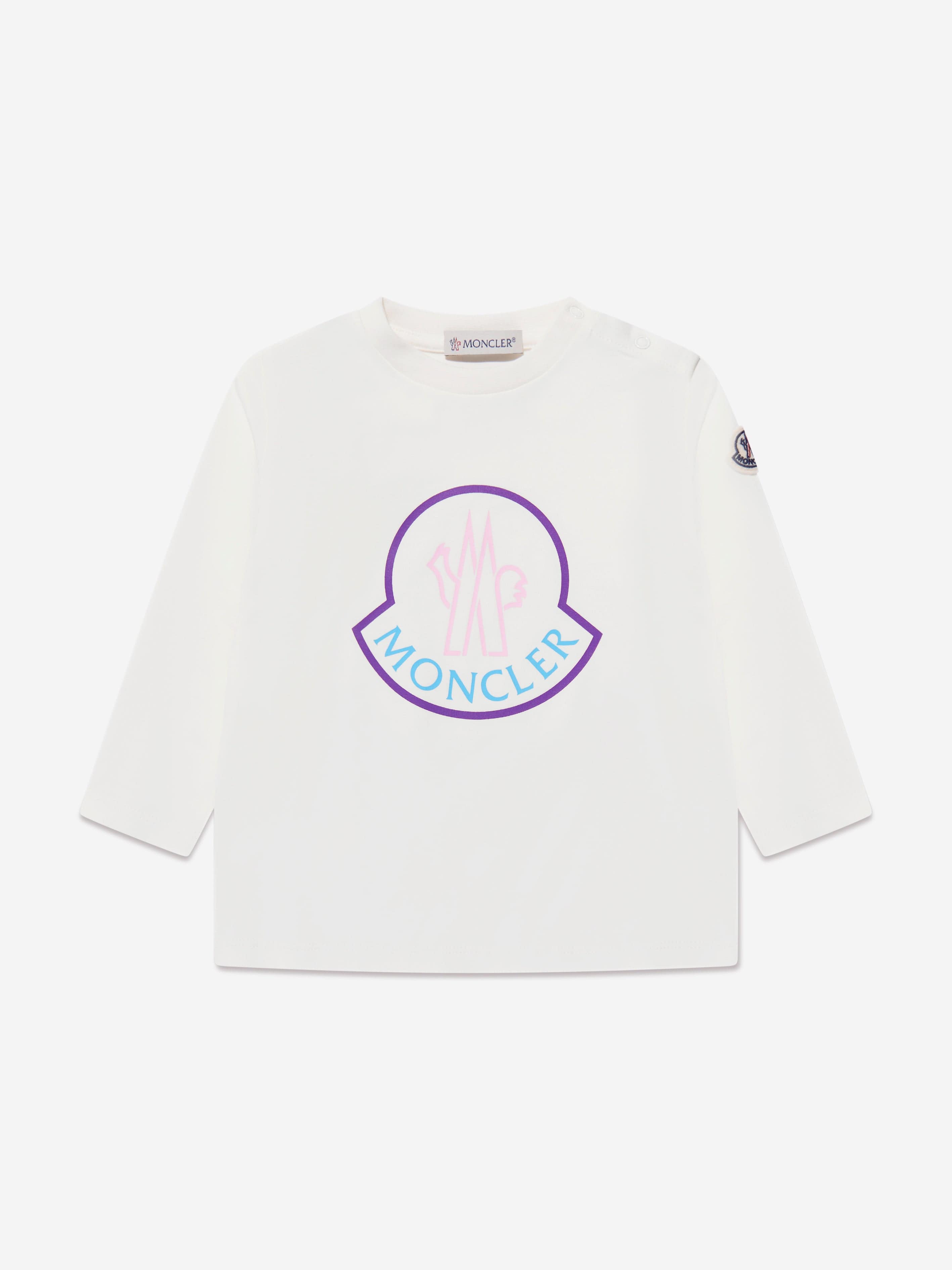 Moncler Enfant Baby Girls Long Sleeve Logo T-Shirt in Ivory