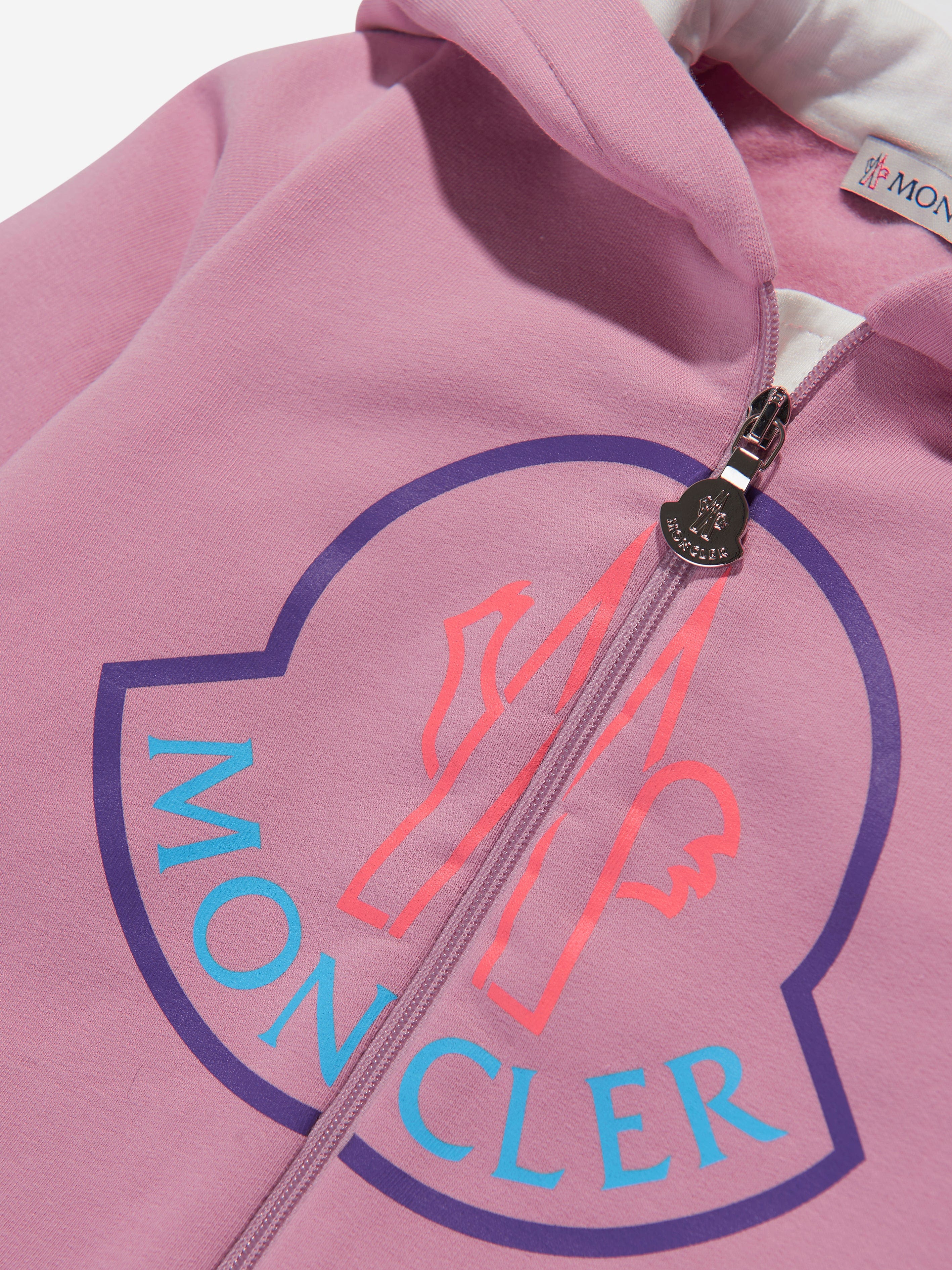 Moncler Enfant Baby Girls Logo Zip Up Top in Pink