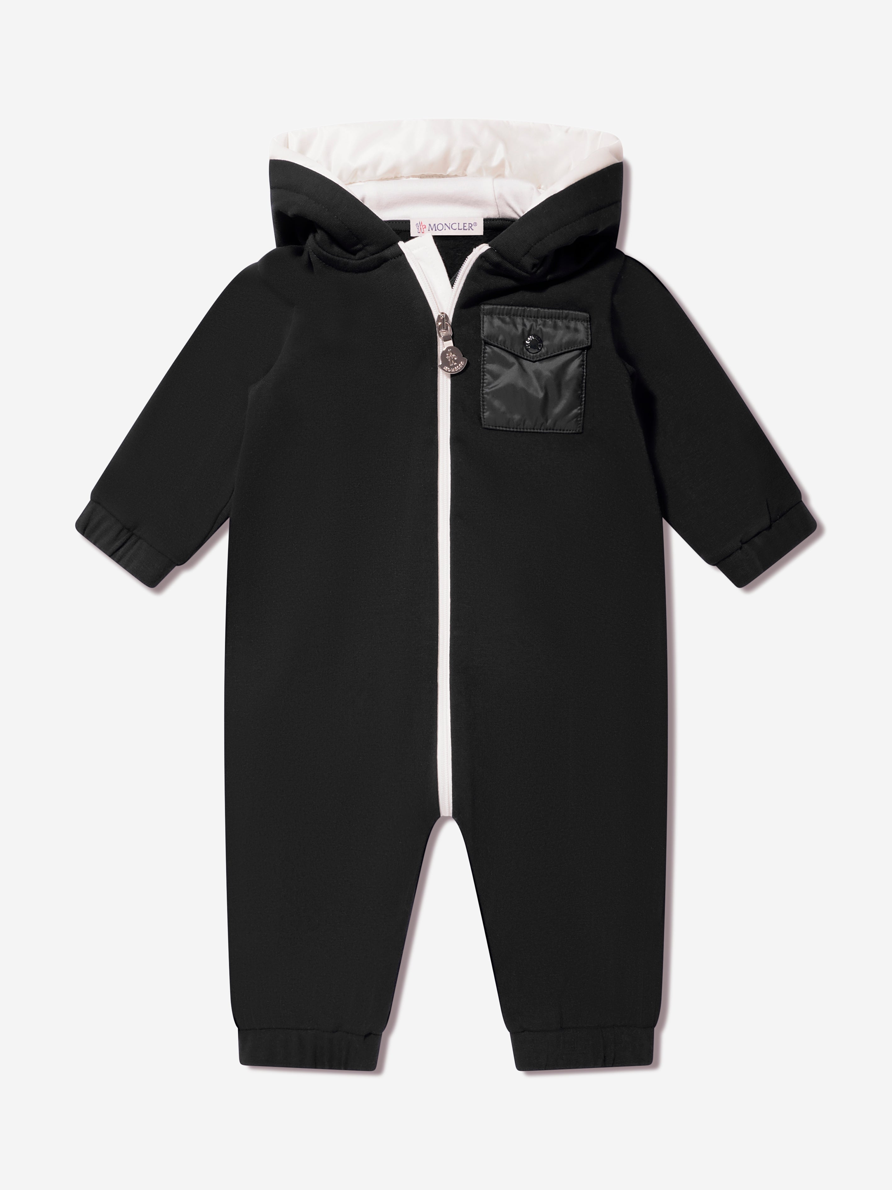 Moncler Enfant Baby Hooded Romper in Navy