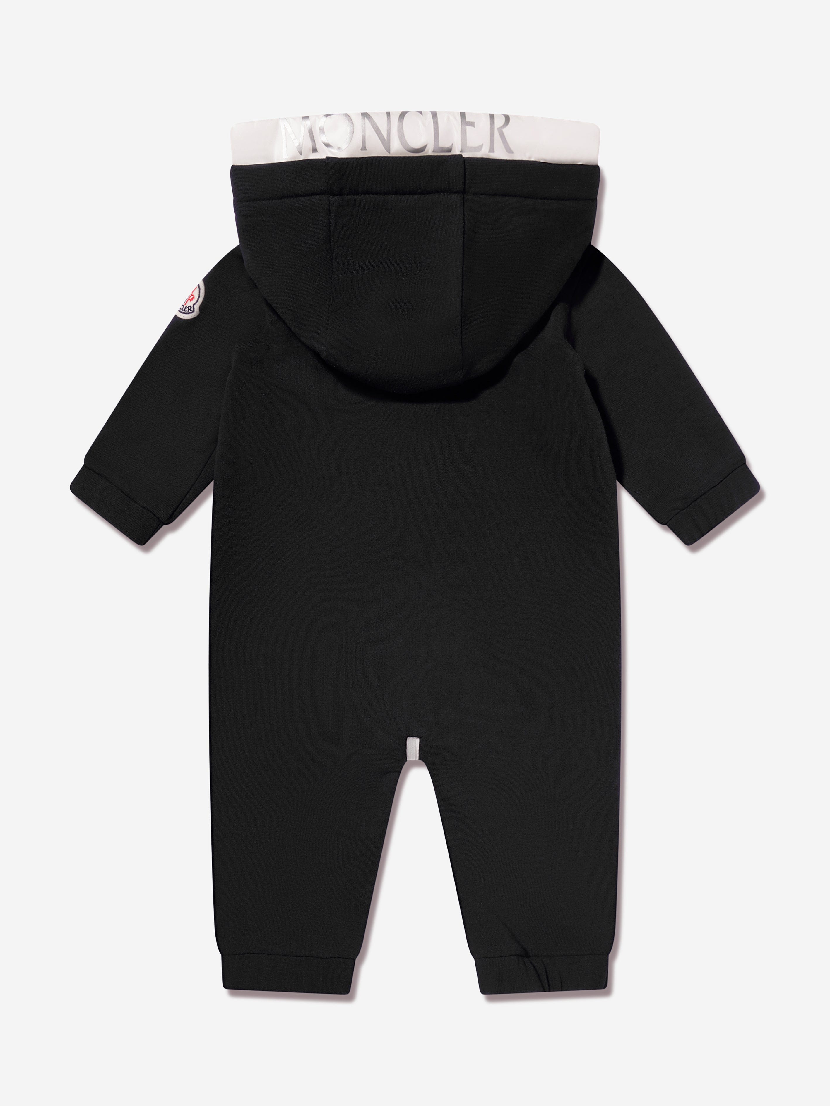 Moncler Enfant Baby Hooded Romper in Navy