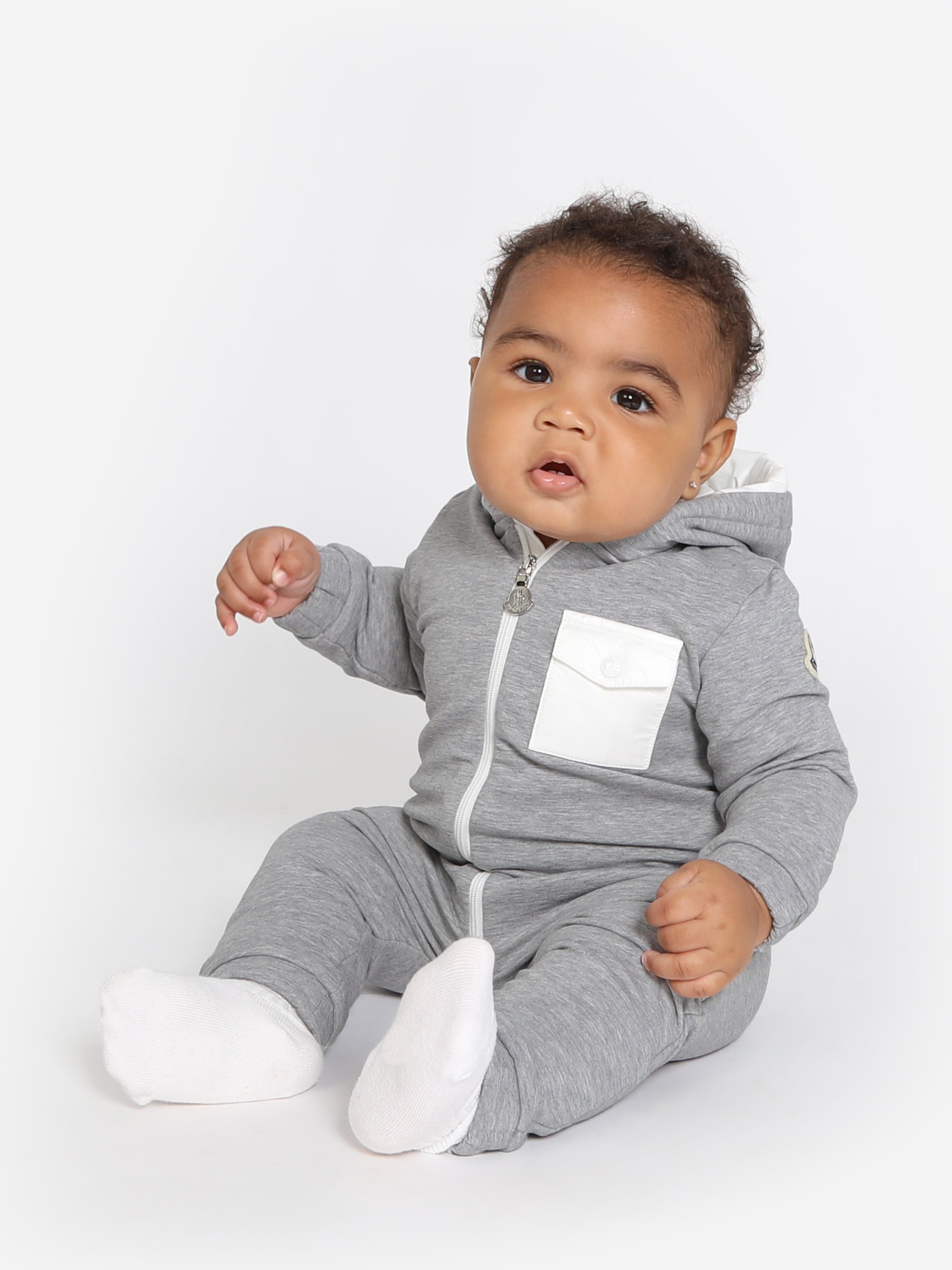 Moncler Enfant Baby Hooded Romper in Grey